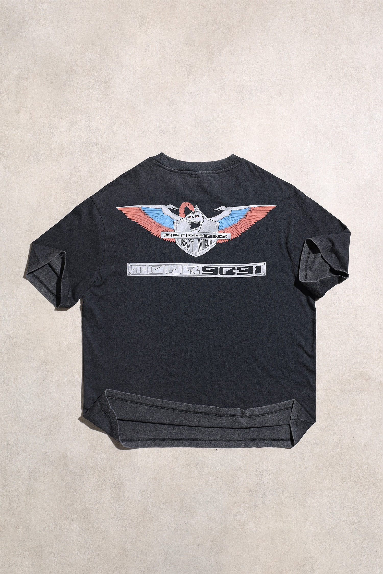 Scorpions Crazy World Tour 1991 Unisex Retro Rock Siyah Oversize Kısa Kol Tshirt