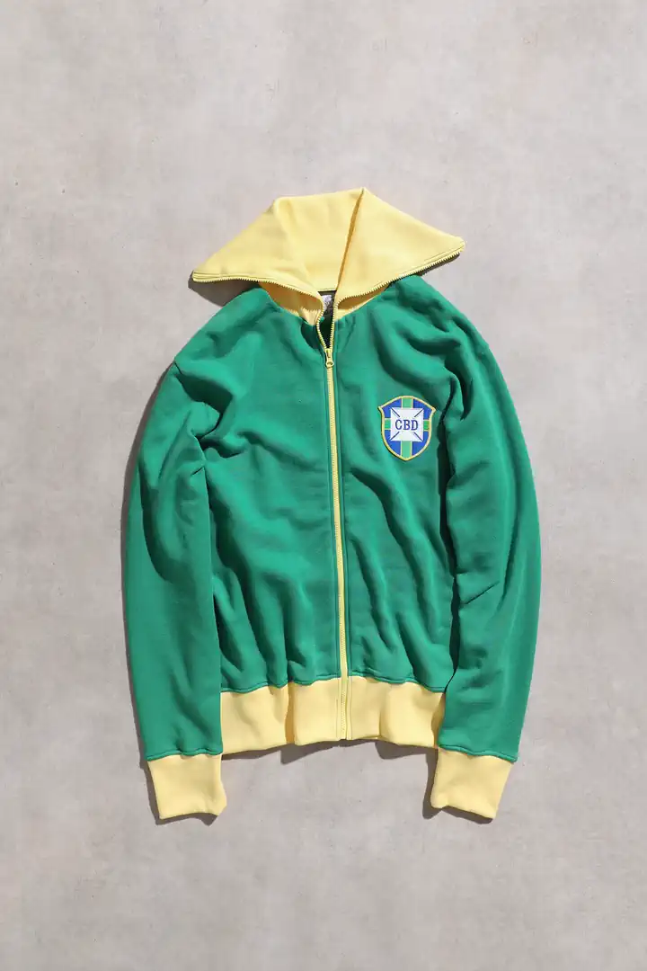 Brezilya Efsane Eşofman Üstü Retro 1970 Yeşil Sarı Fermuarlı Sweat