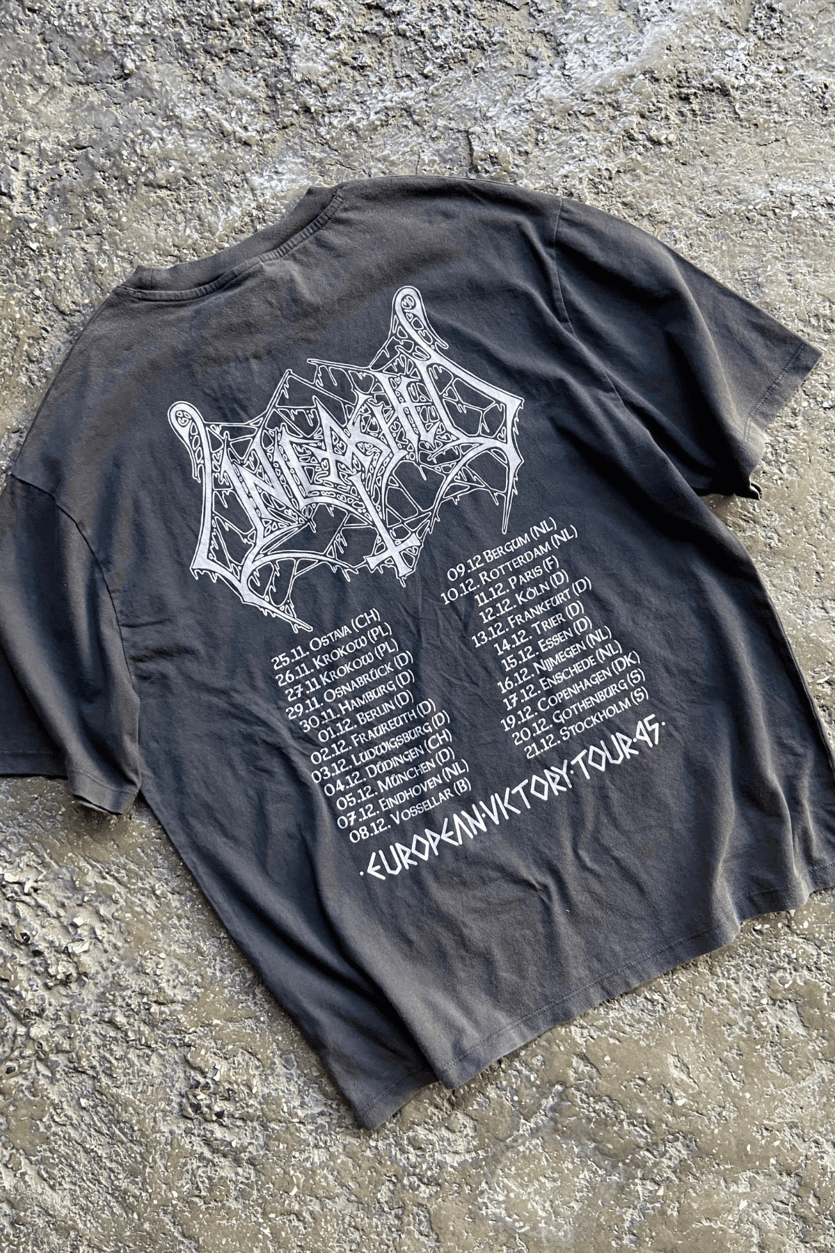 Unleashed '' European Victory Tour '' Acid Yıkamalı Oversize T-shirt