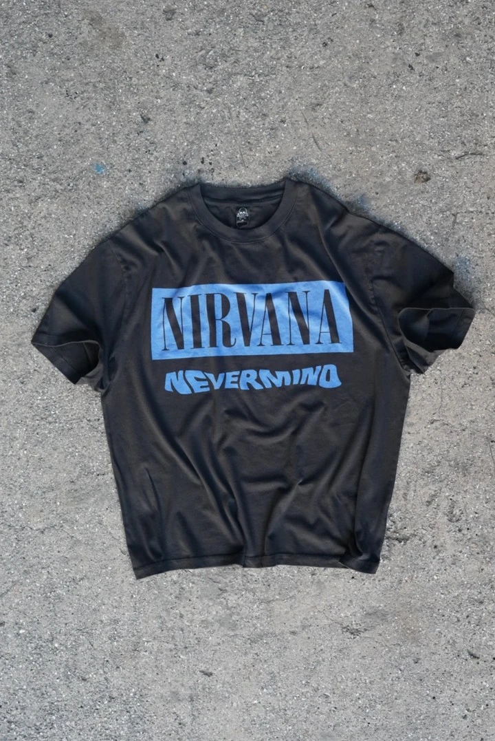 Nirvana Nevermind Front & Back Print T-Shirt – Men's Sizes, 100% Cotton, Black