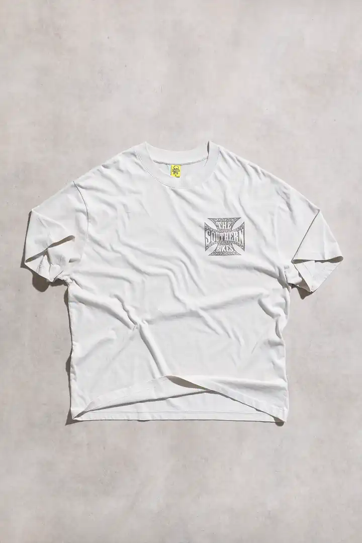 "The Southern Bikes" Krem Unisex Oversize Kısa Kol Tshirt