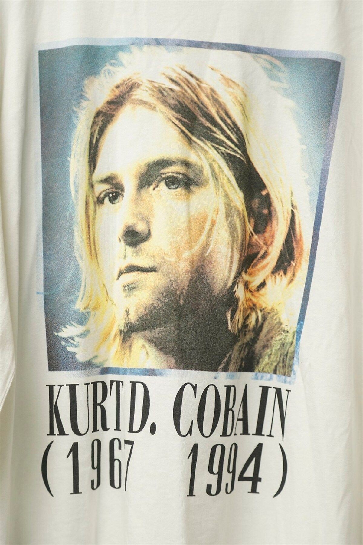 Kurt D. Cobain Baskılı Overdrive Beyaz Rock Longsleeve