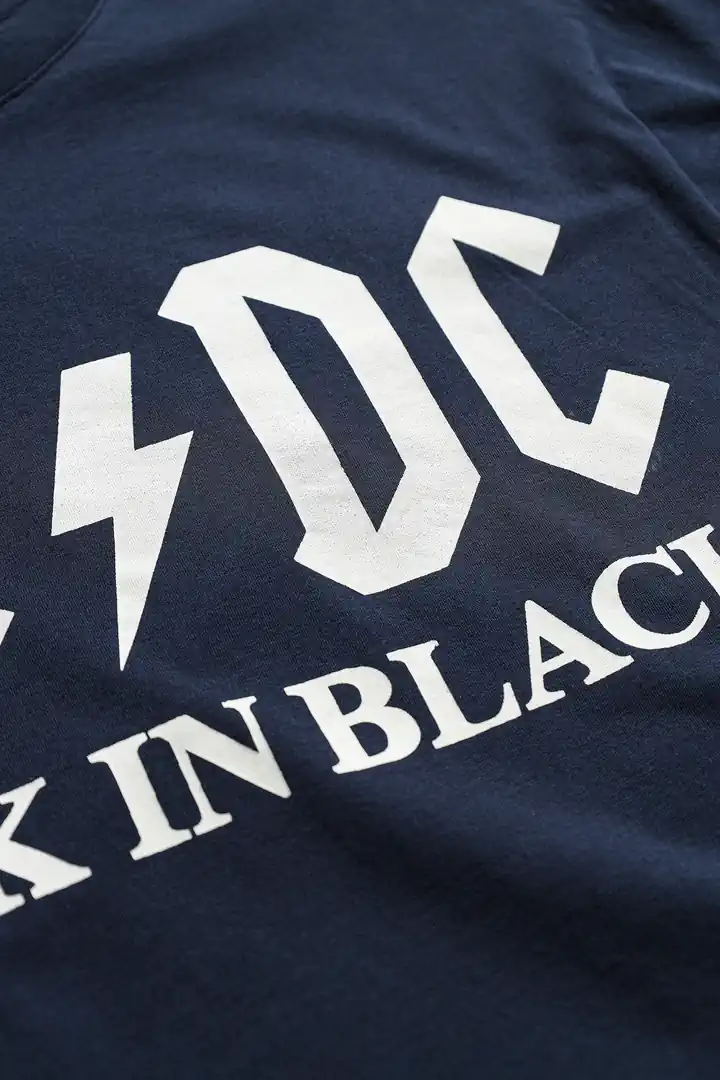 AC/DC Back In Black Lacivert Unisex Kısa Kol Oversize Tshirt