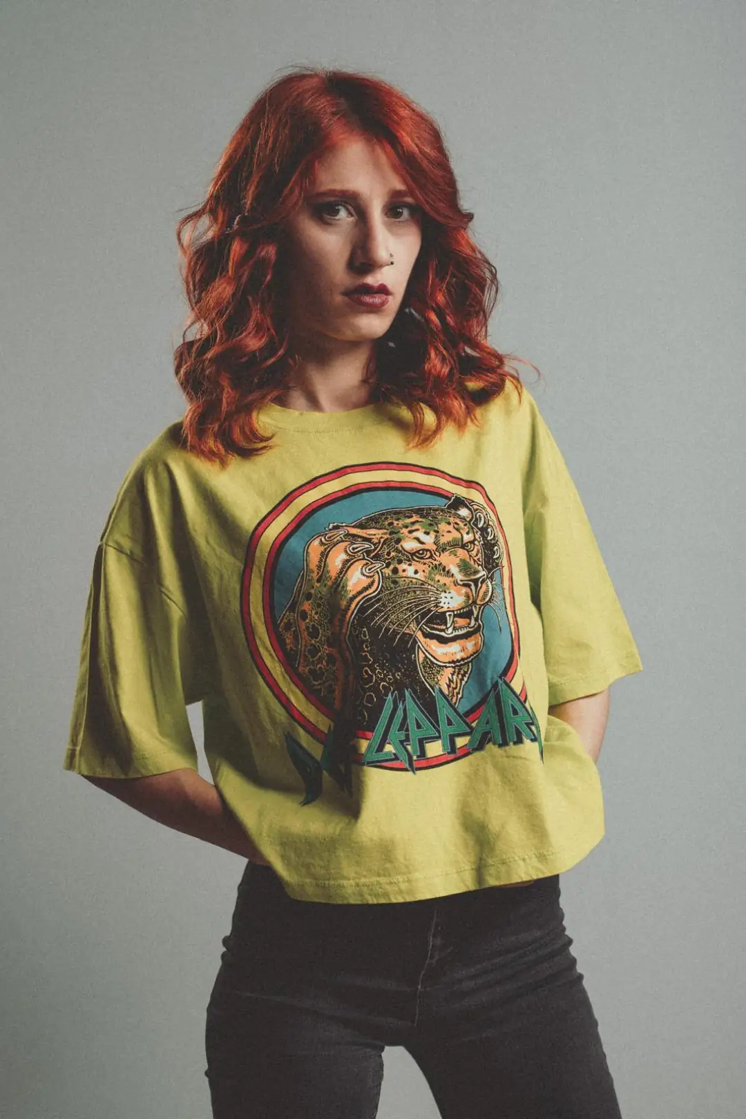 Def Leppard Fosfor Yeşil Crop T-shirt