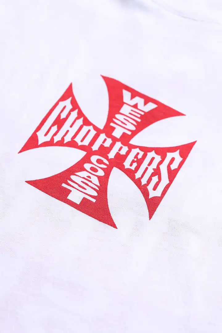 West Coast Choppers Long Beach Unisex Oversize Beyaz Kırmızı Kısa Kol Tshirt