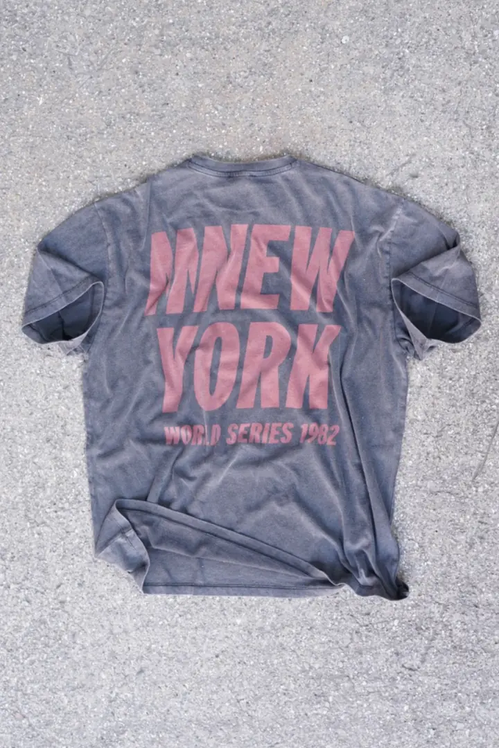 Overdrive Oversize Unisex Soluk Siyah New York 1982 Vintage Tişört
