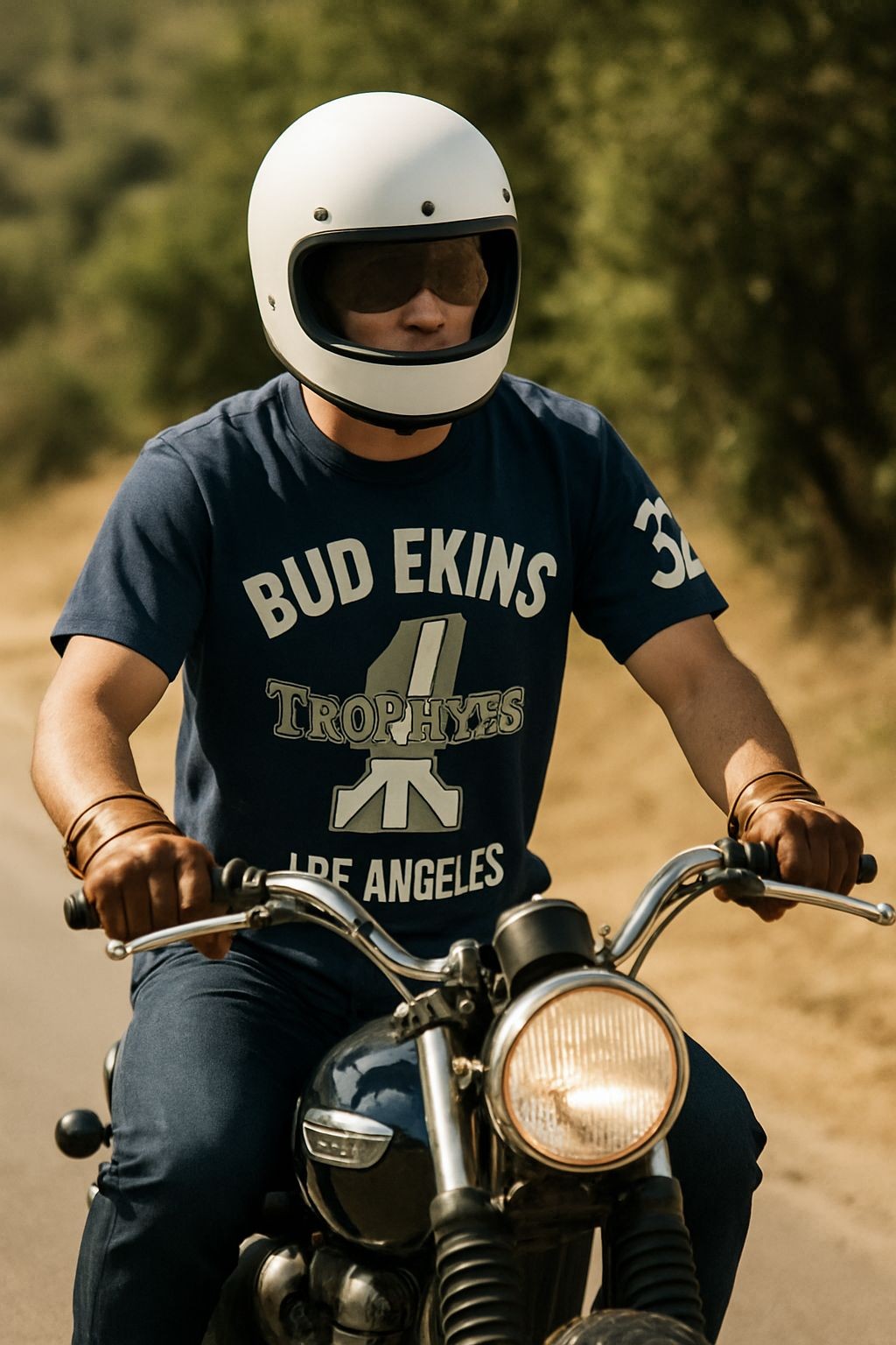 Triumph Bud Ekins Oversize Kısa Kollu Koyu Lacivert Tshirt