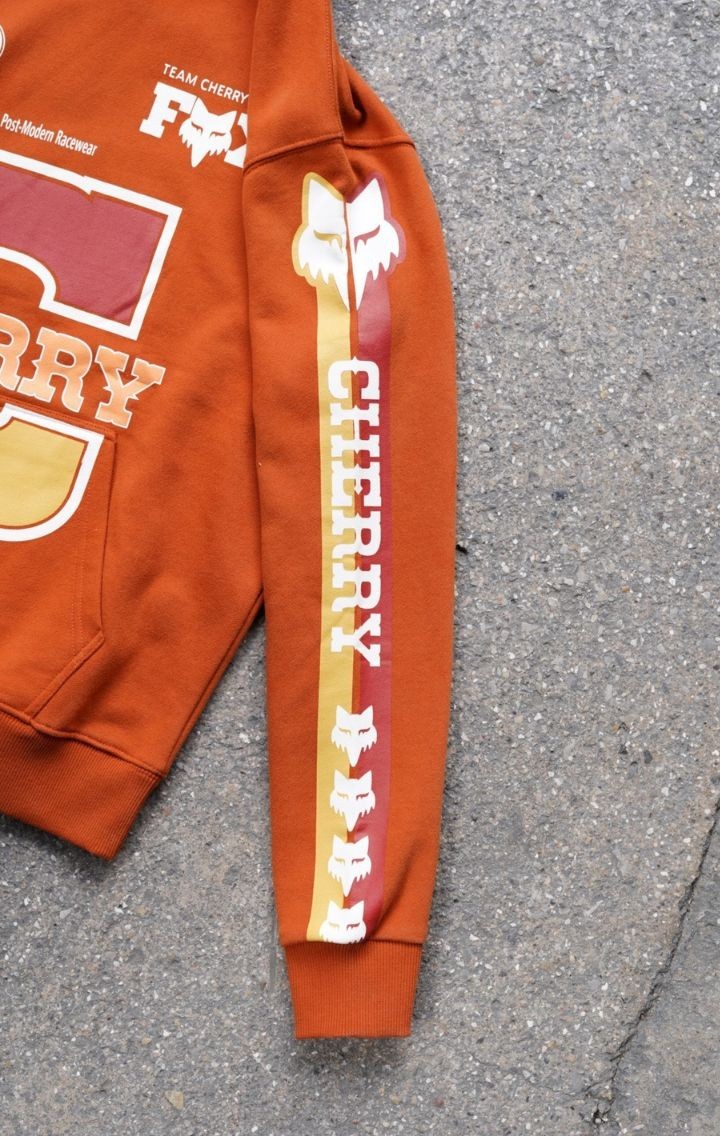 Cherry Fox Turuncu Baskılı Motorcu Sweatshirt