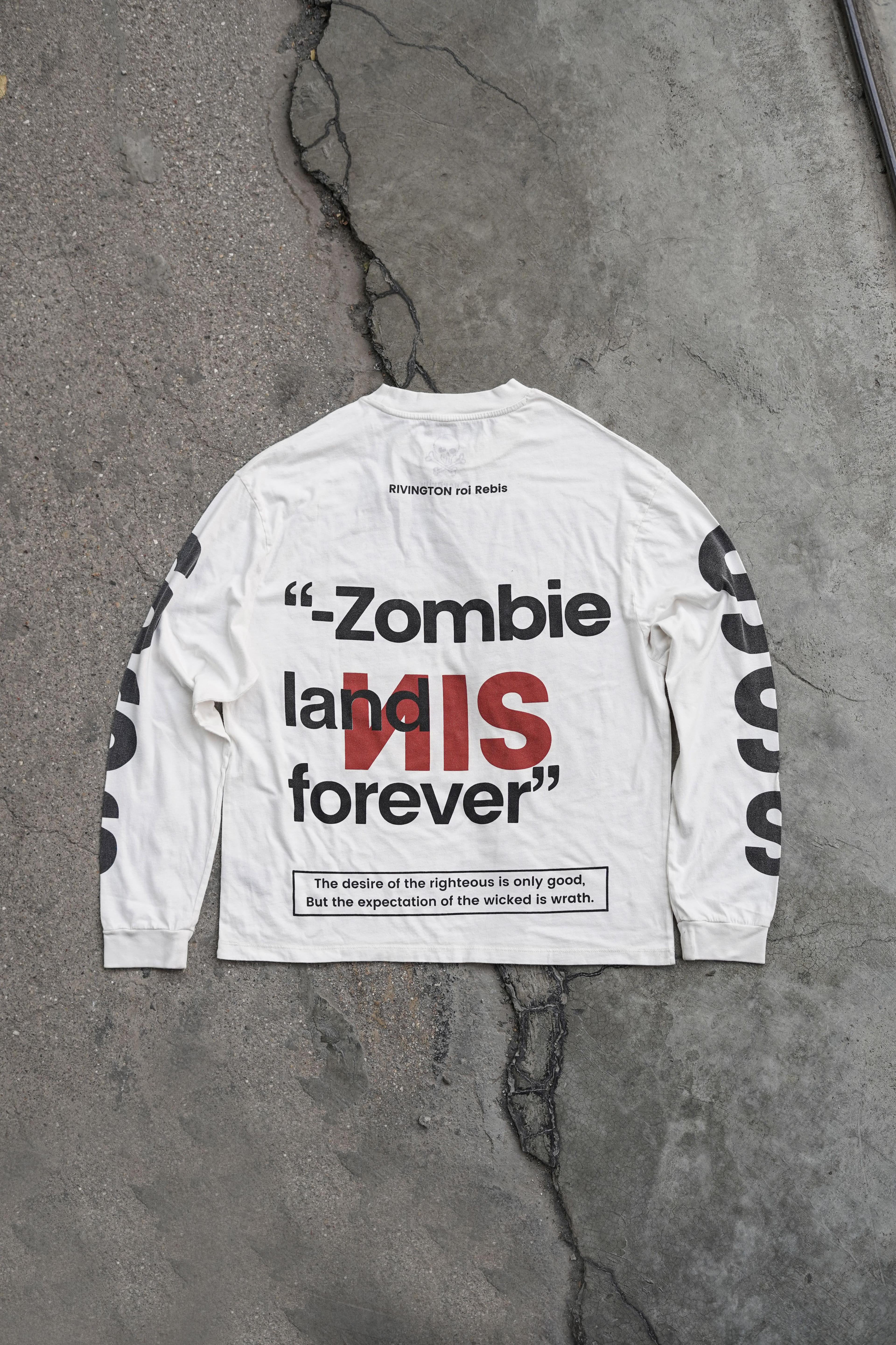 ''Sın Zombieland'' Vintage Offwhite Longsleeve Uzun Kol T-shirt