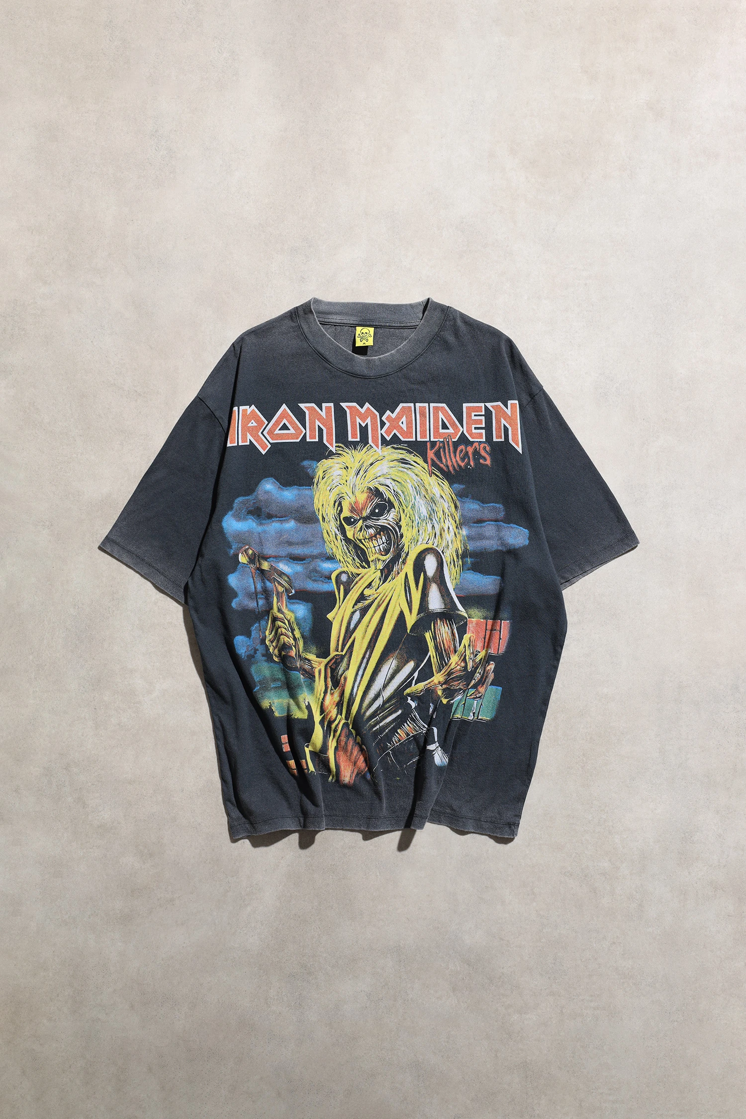Iron Maiden Killers Vintage Soluk Siyah Unisex Oversize Kısa Kol Tshirt