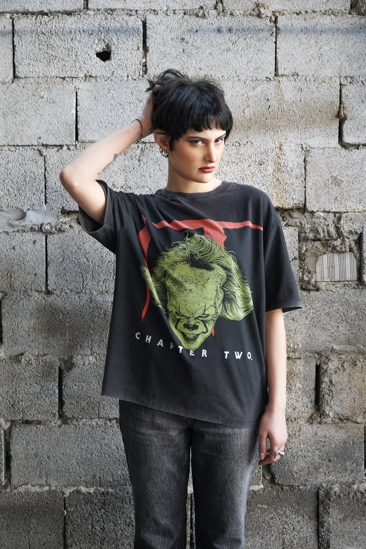 IT Chapter Two Baskılı Oversize Yıkamalı T-shirt