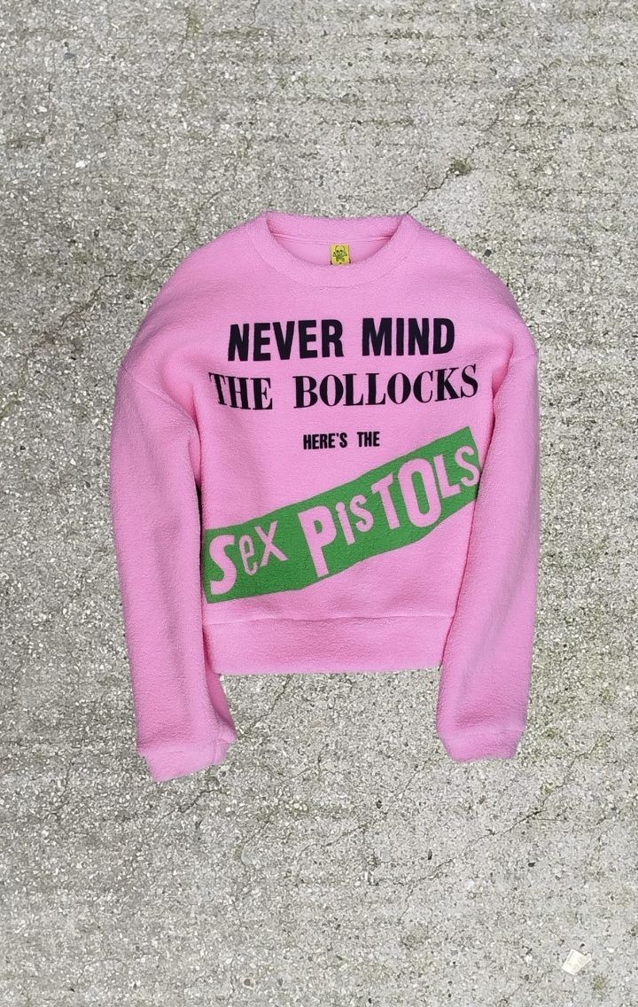 Sex Pistols Baskılı Pembe Polar Kazak