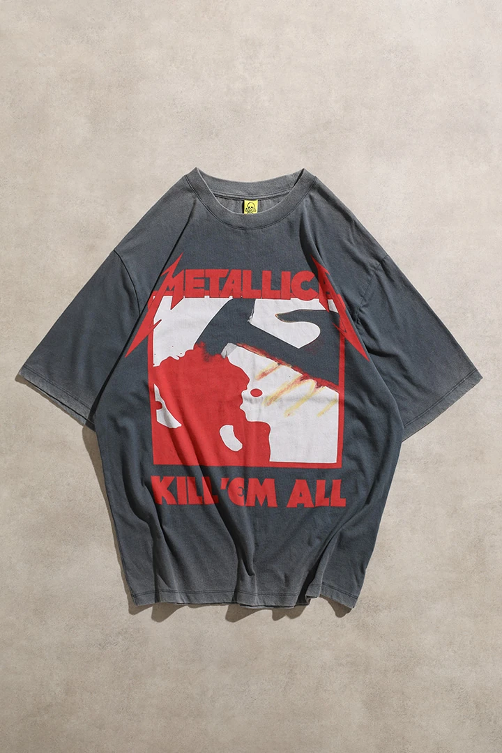Metallica Kill 'Em All Vintage Soluk Siyah Unisex Oversize T-Shirt