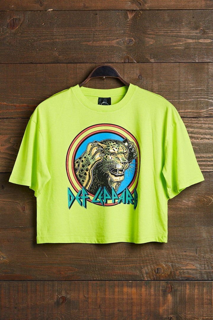 Def Leppard Fosfor Yeşil Crop T-shirt