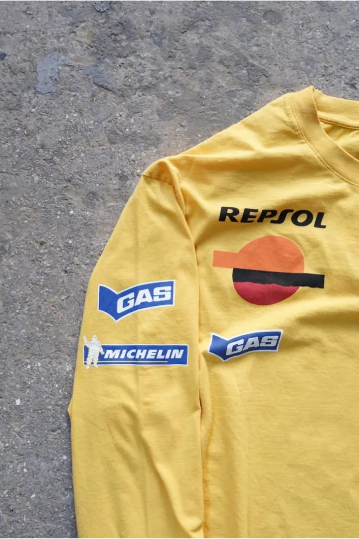 Overdrive Unisex Sarı Uzun Kollu Honda Repsol Racing Motorcu Tişörtü