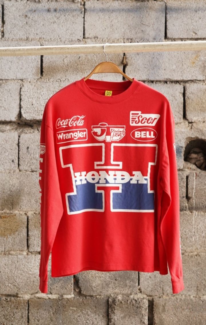 Honda Baskılı Red Uzun Kol T-shirt