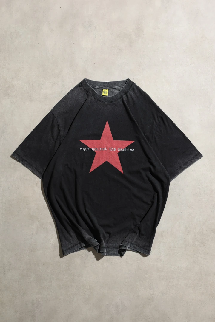Rage Against The Machine Oversize Asit Yıkamalı Unisex Siyah Kısa
