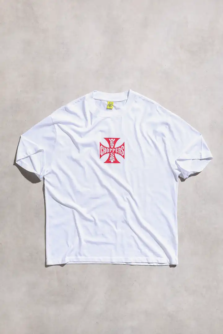 West Coast Choppers Long Beach Unisex Oversize Beyaz Kırmızı Kısa Kol Tshirt