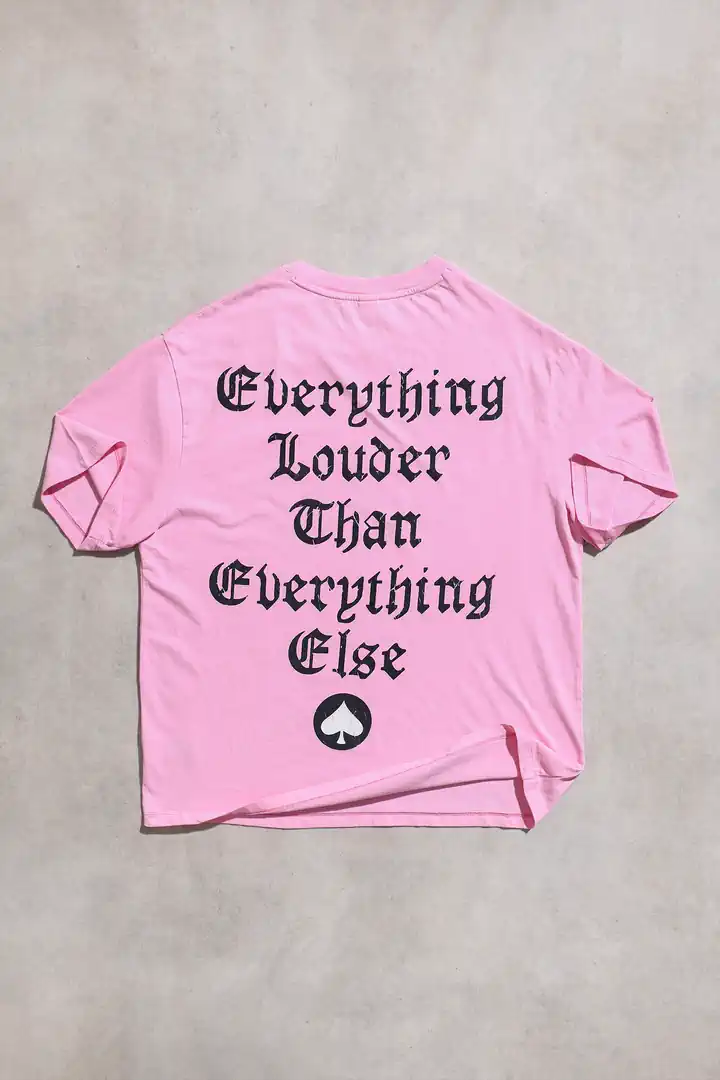 Motörhead Everything Louder Pembe Unisex Kısa Kol Oversize Tshirt