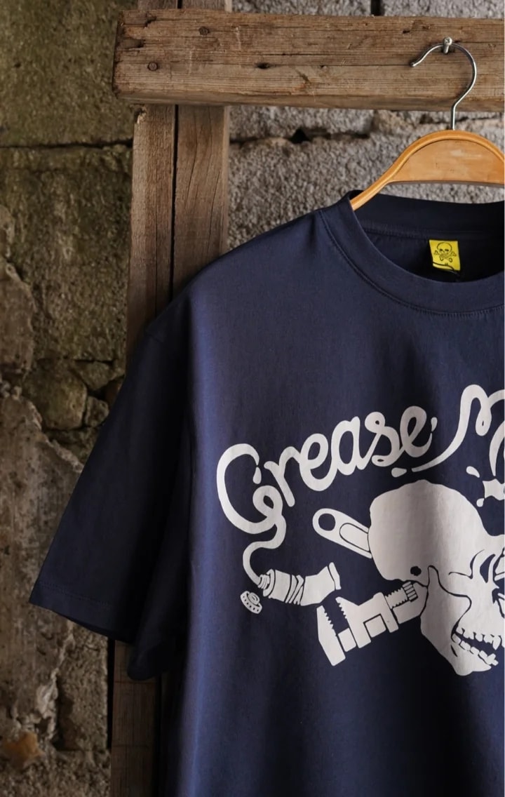 Grease Monkey Motorcycle Unisex Lacivert Oversize Tişört