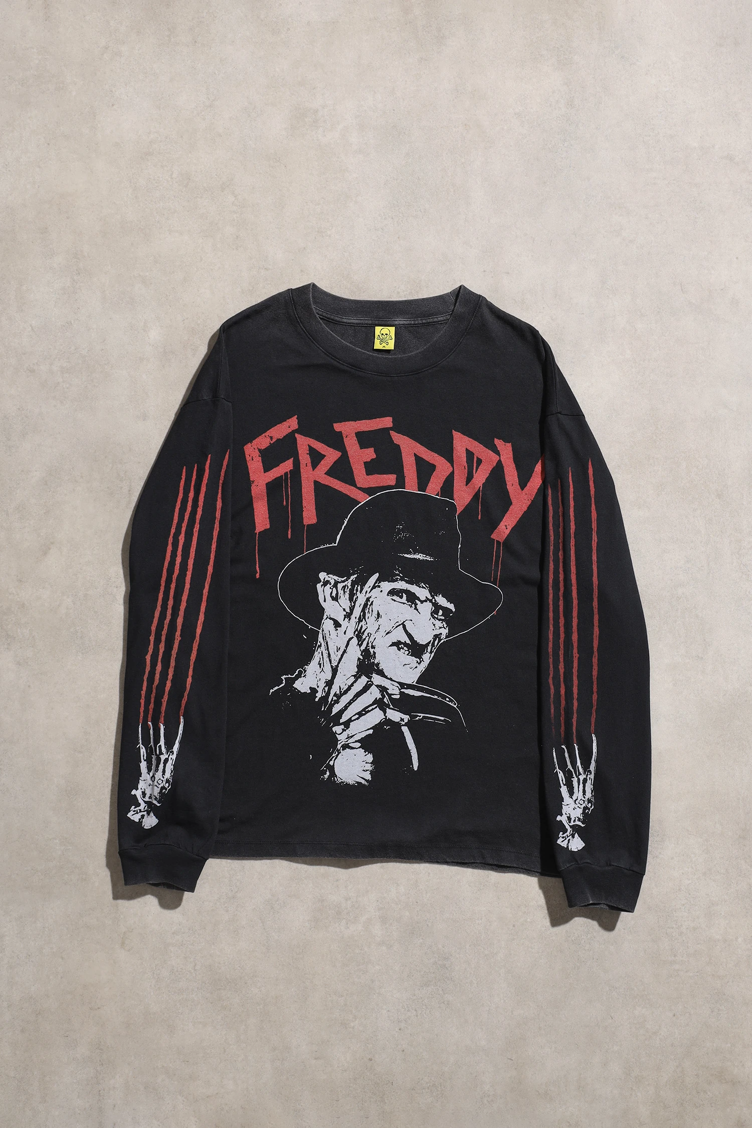 Freddy Uzun Kollu Siyah Unisex Oversize Vintage Tshirt