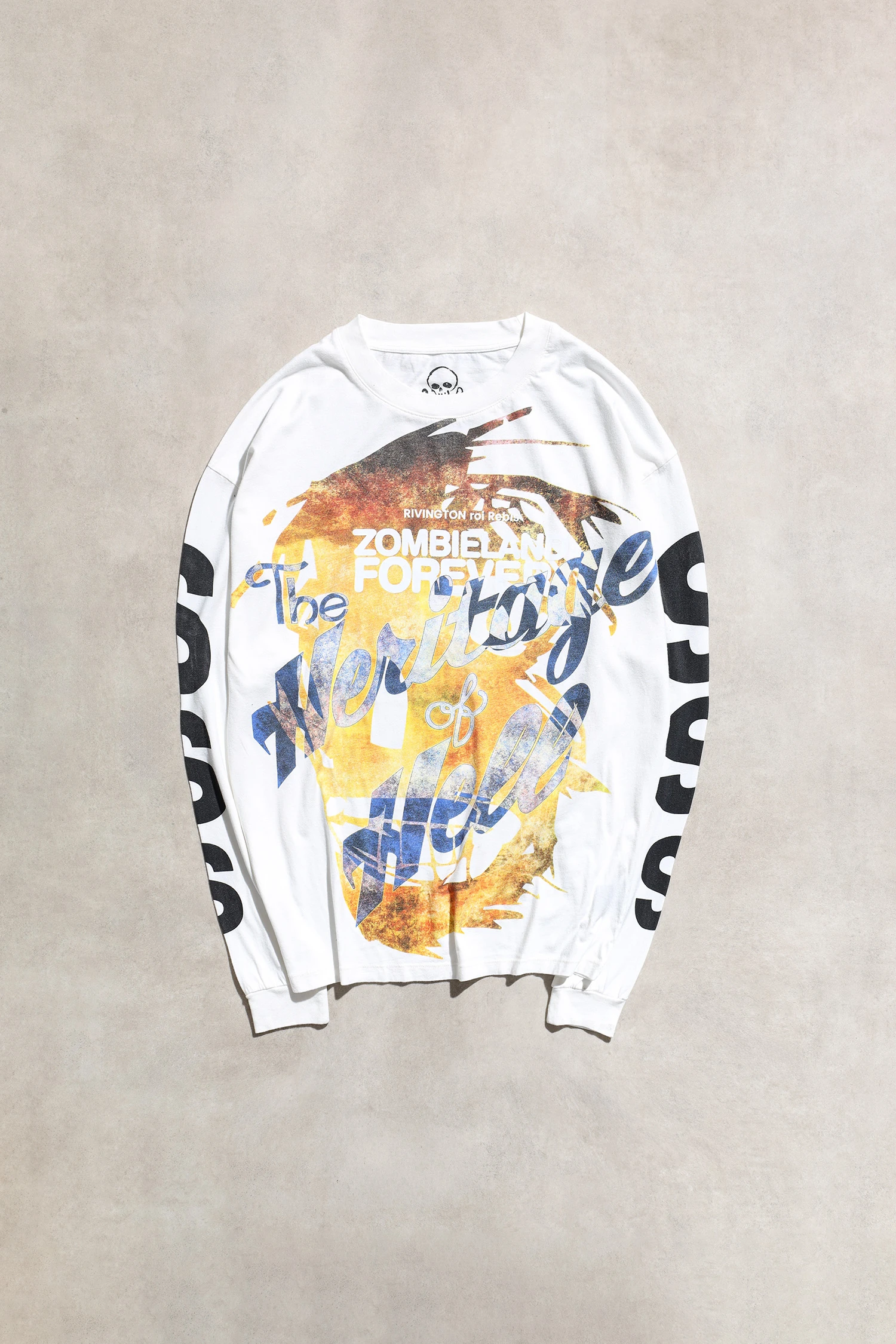 ''Zombieland Forever'' Vintage Ekru Longsleeve Uzun Kol T-shirt