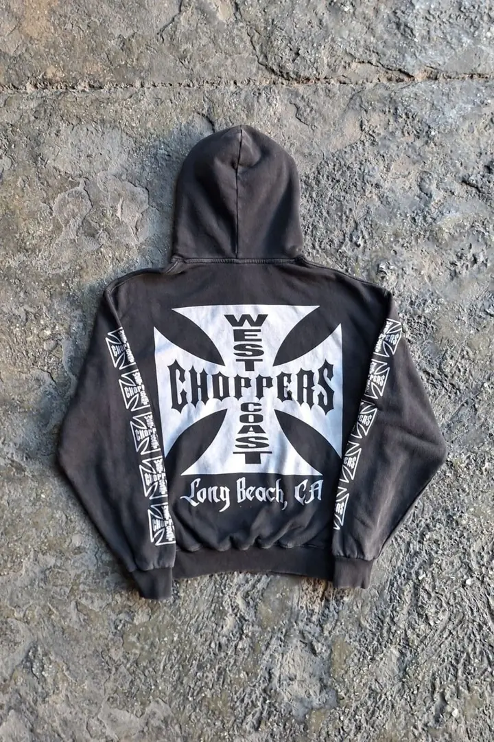 00's WEST COAST CHOPPERS ブラック ダメージフーディ West Coast Choppers Sweatshirt Hoodie
