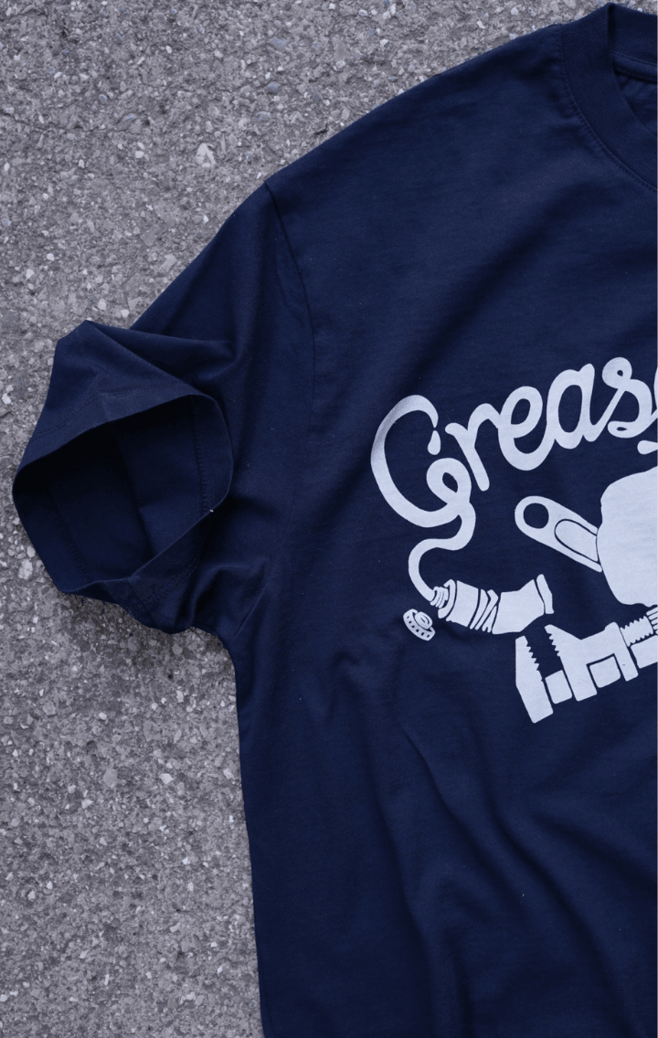 Grease Monkey Motorcycle Unisex Lacivert Oversize Tişört