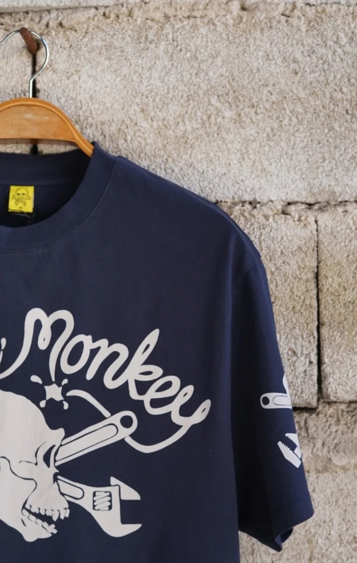 Grease Monkey Motorcycle Unisex Lacivert Oversize Tişört