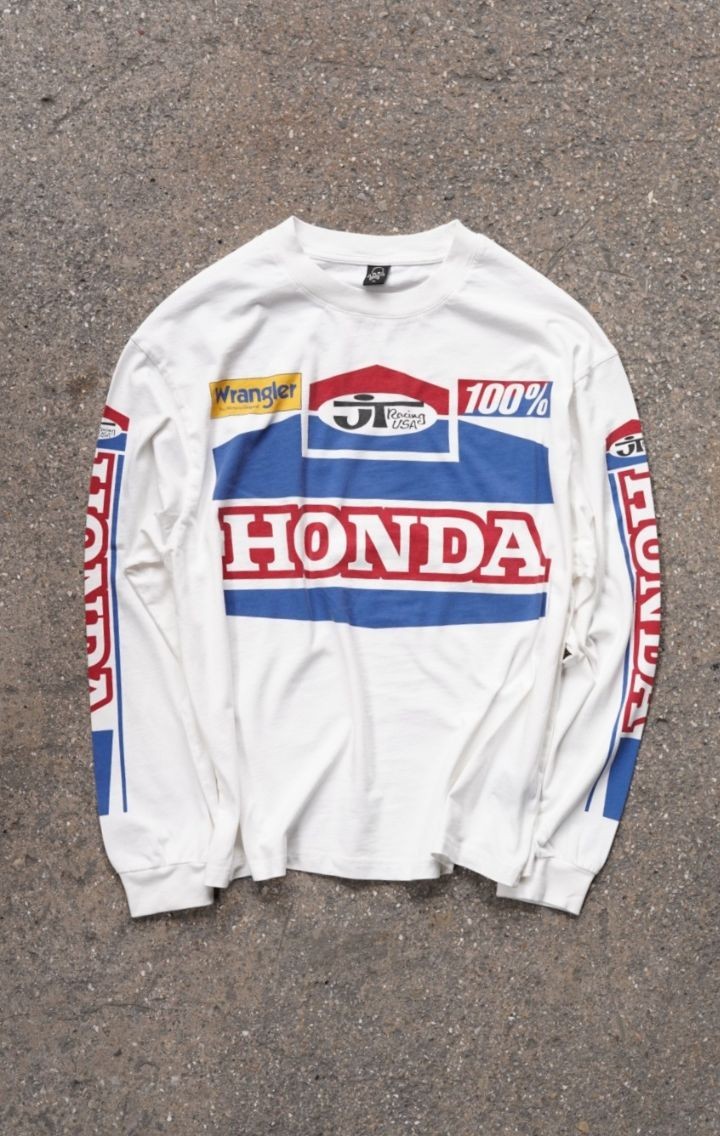 Honda Baskılı White Uzun Kol T-shirt