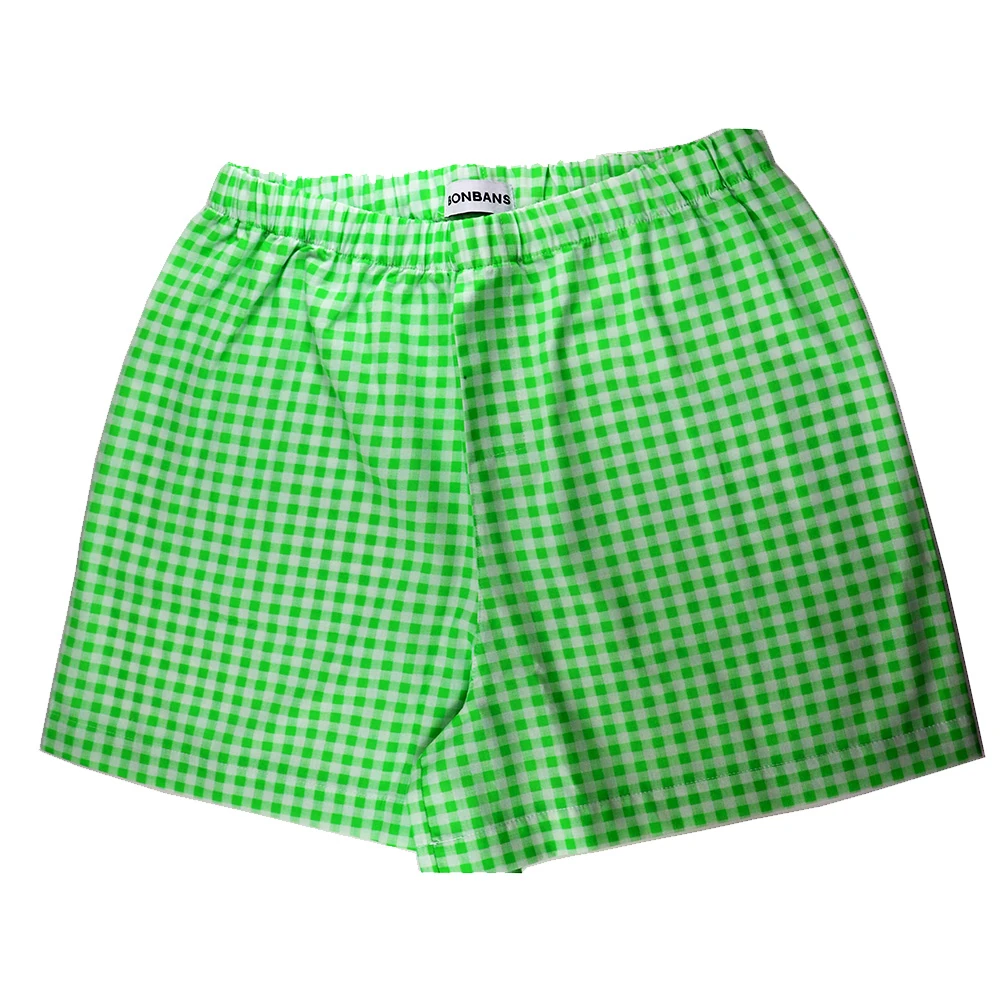 %100 Pamuklu Şort - Yeşil-Beyaz Kare Desenli main variant image