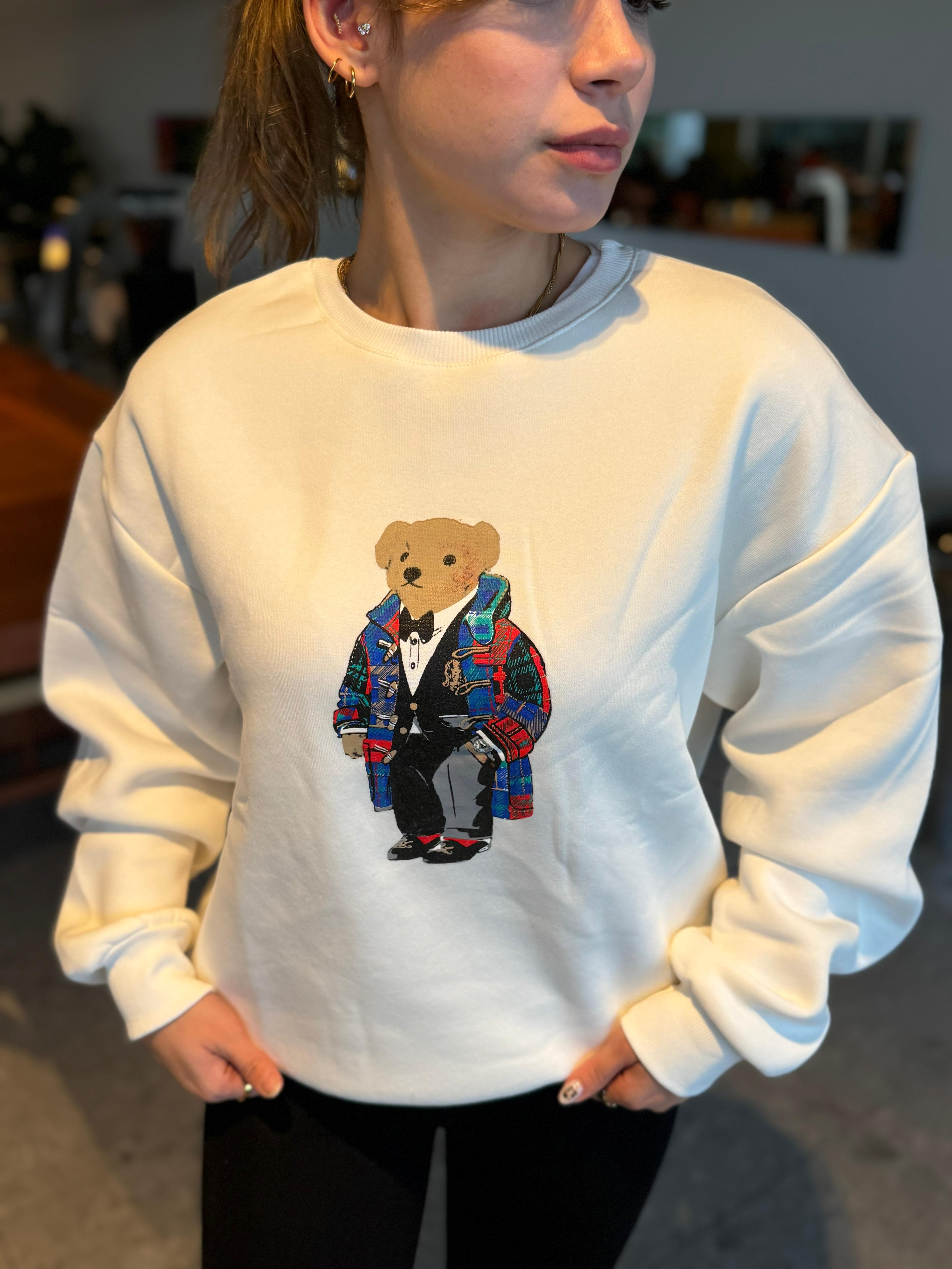 Teddy Bear Nakışlı Şardonlu Sweatshirt