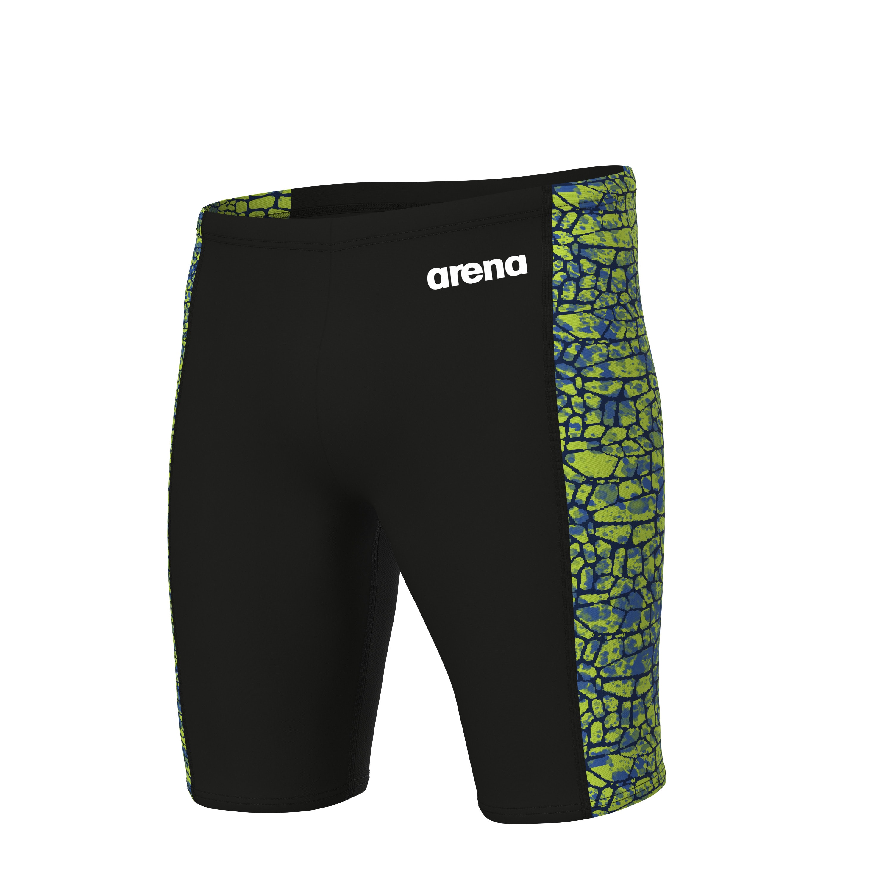 MEN'S ARENA SNAKESKIN SWIM JAMMER BLACK-GREEN MULTI
