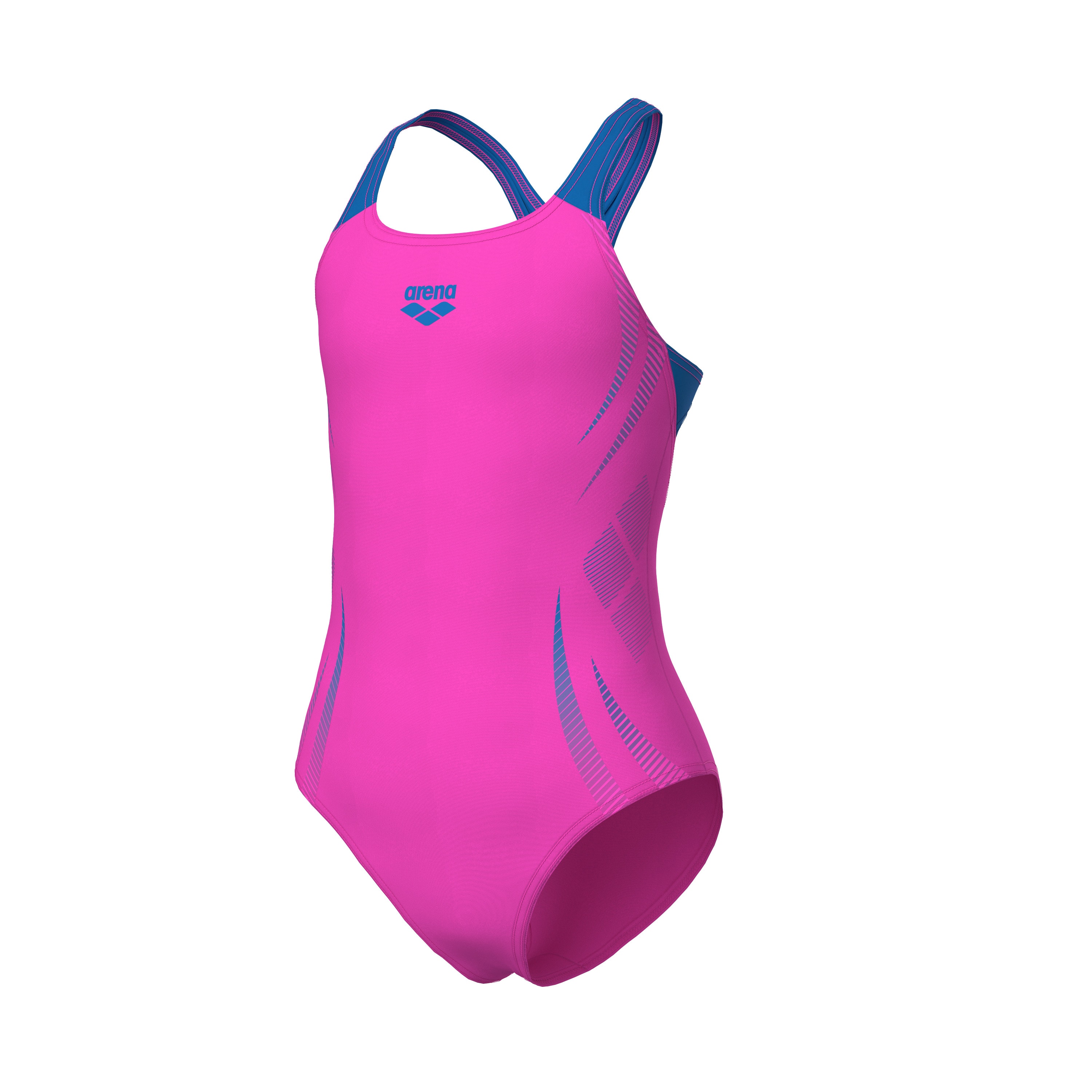 GIRL'S ARENA POSEIDONIA SWIMSUIT SWIM PRO BACK SHOCKING PINK-BLUE CHINA