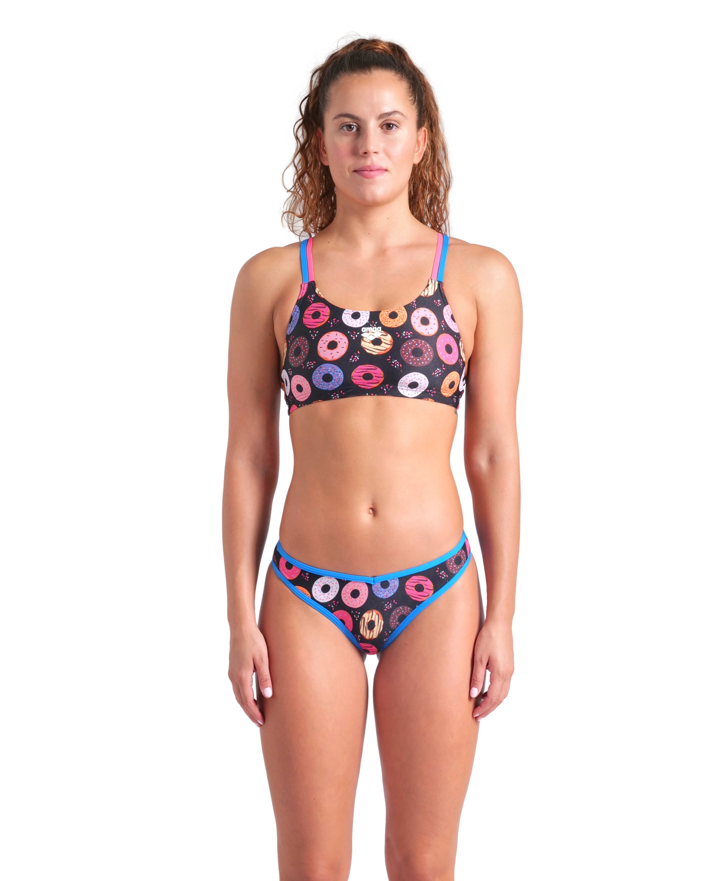 WOMEN'S ARENA DONUTS BIKINI BANDEAU BLACK MULTI BLUE RIVER SHOCKING