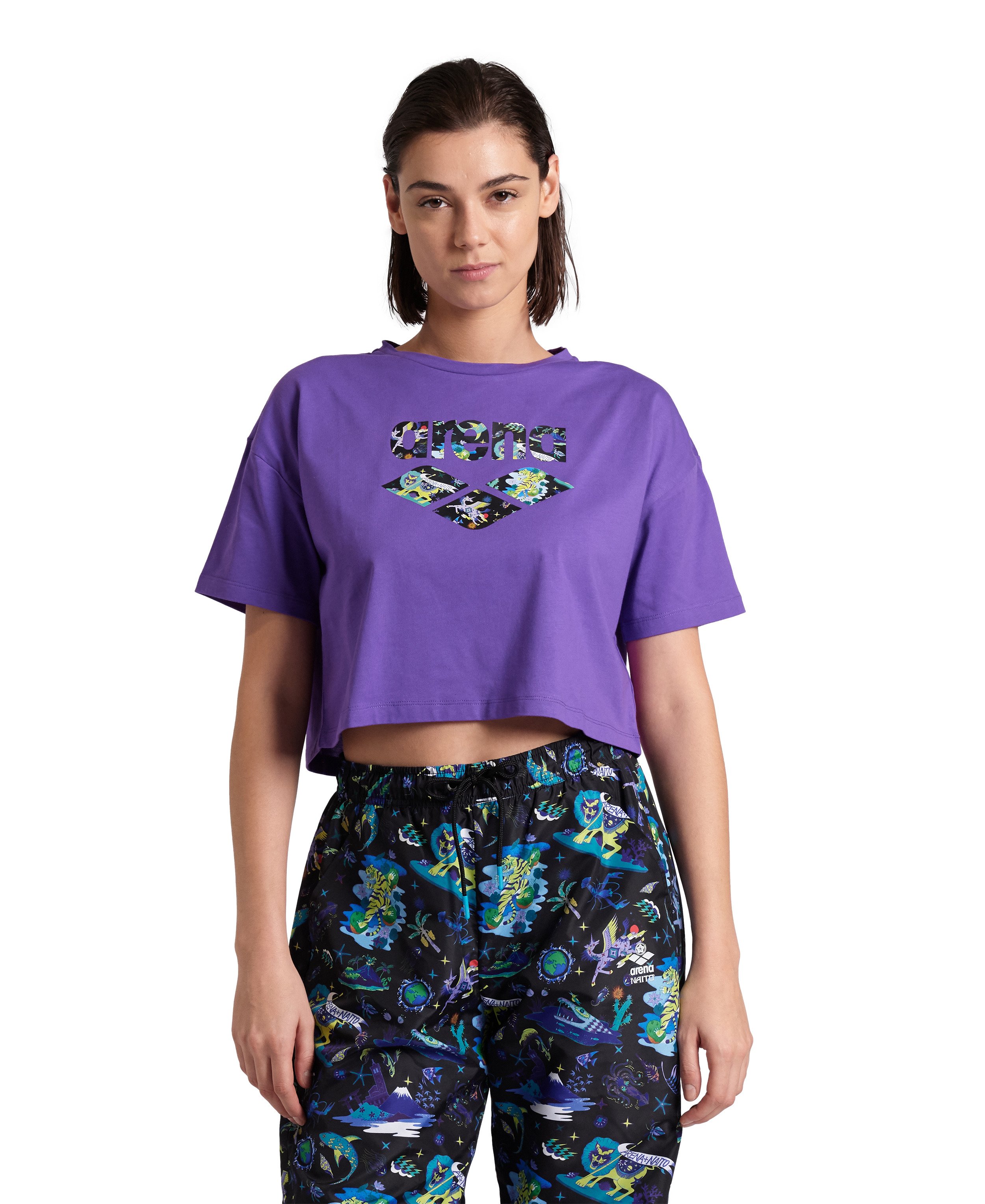 WOMEN'S ARENA FUN PLANET CROP TEE