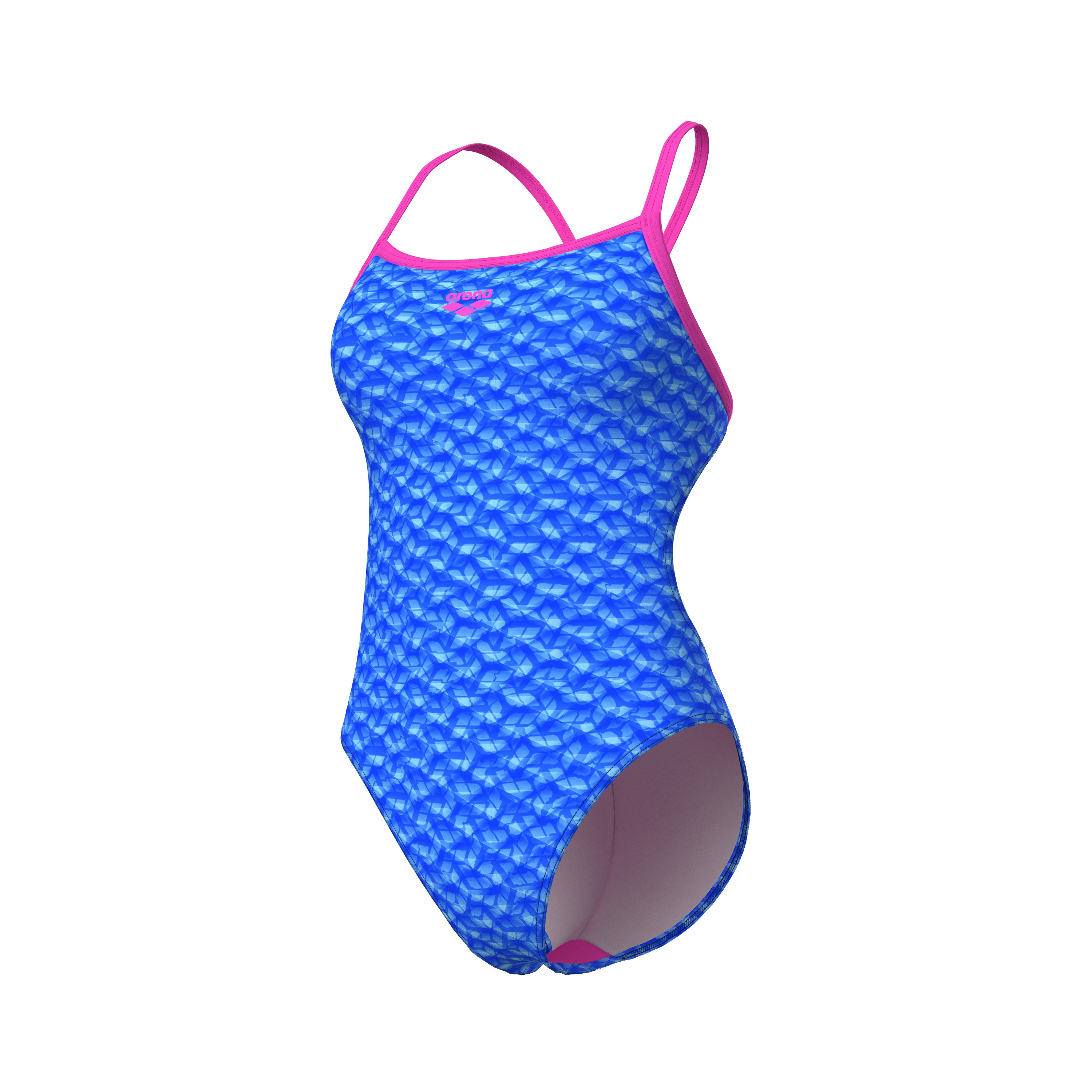 WOMEN'S ARENA MONOGRAM SWIMSUIT CHALLENGE BACK BLUE