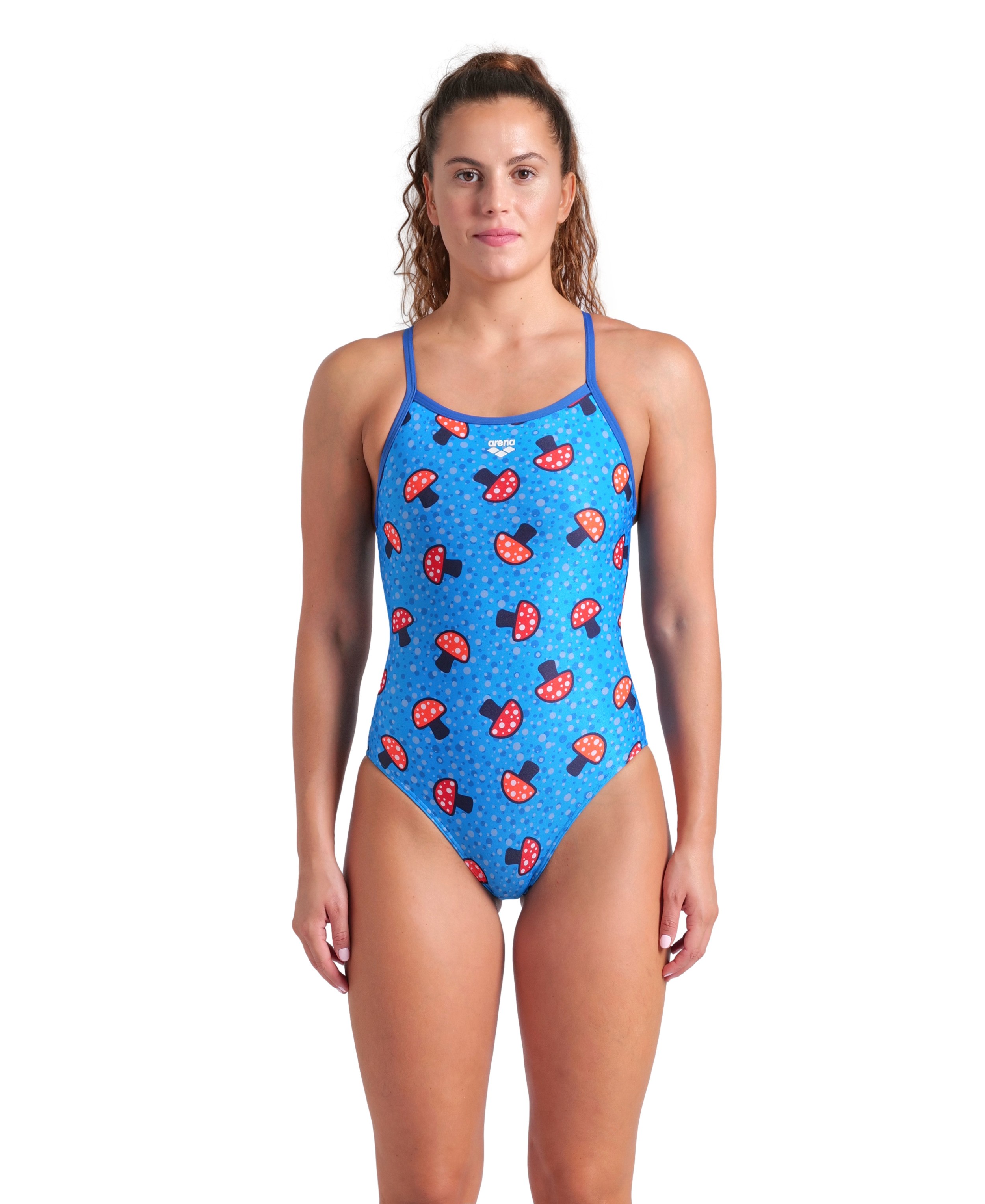 WOMEN'S ARENA MUSHROOMS SWIMSUIT LIGHTDROP BACK ROYAL BLUE MULTI