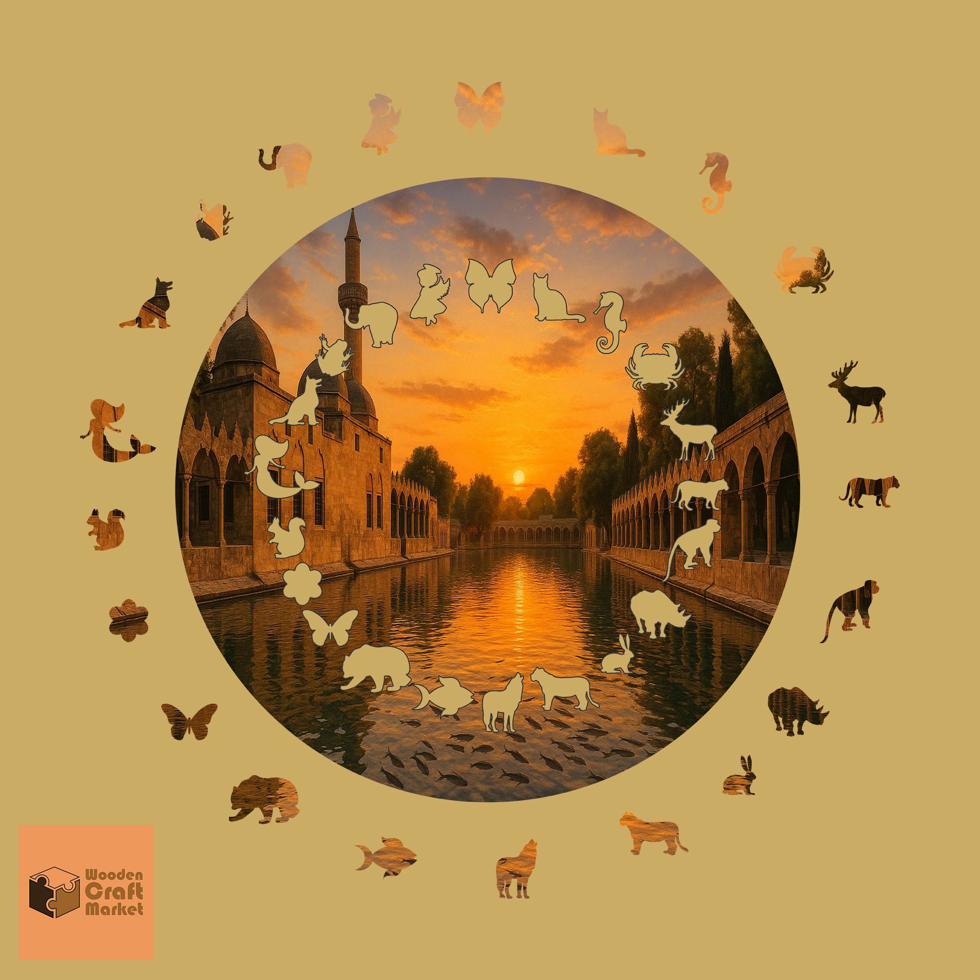 BALIKLIGÖL FİGÜRLÜ AHŞAP PUZZLE YAKLAŞIK 300 PARÇA 45 X 45 ÖLÇÜLERİNDE