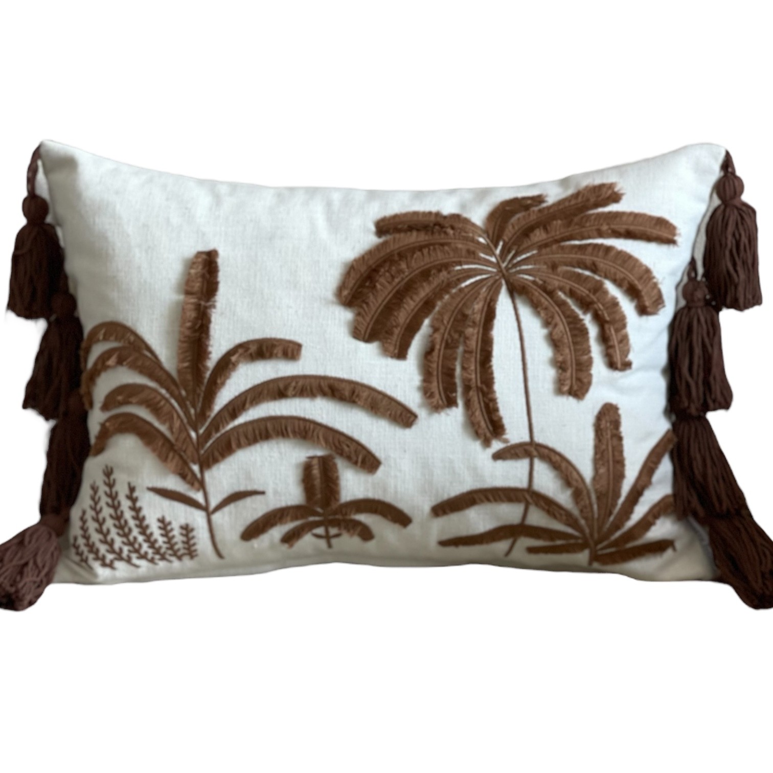 Tropical Collection Kahve Nakışlı Yastık Kılıfı 35 *50 cm
