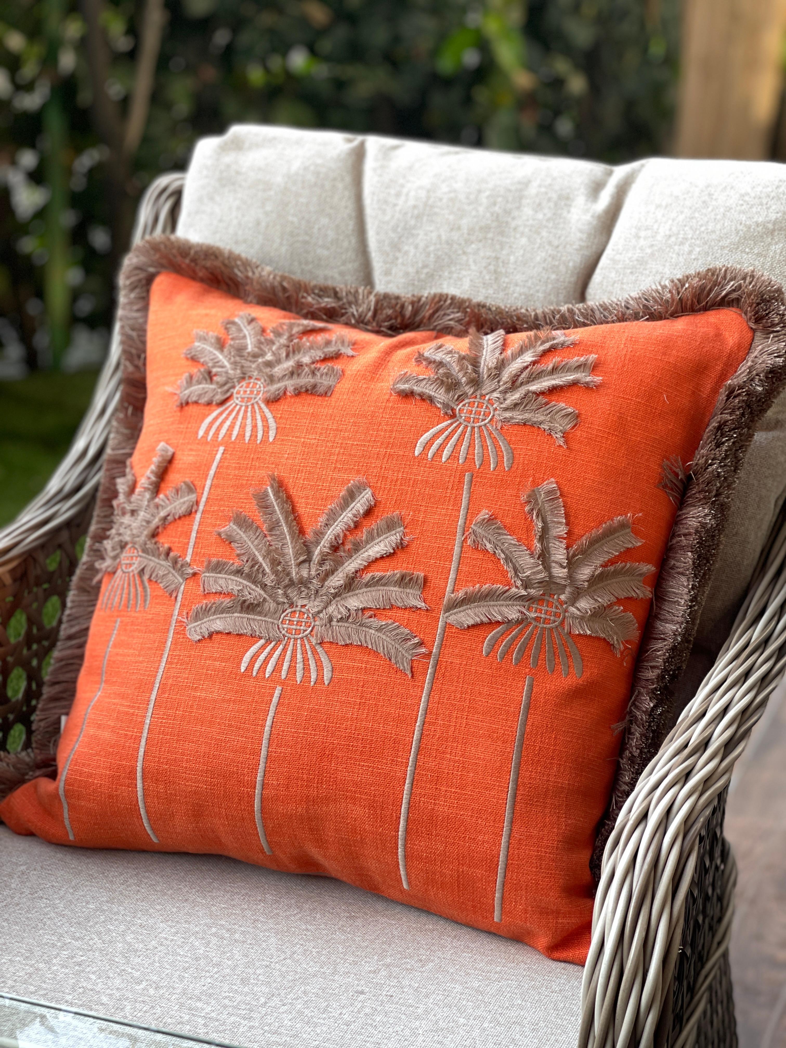 Palm Paradise Oranj Kırlent Kılıfı