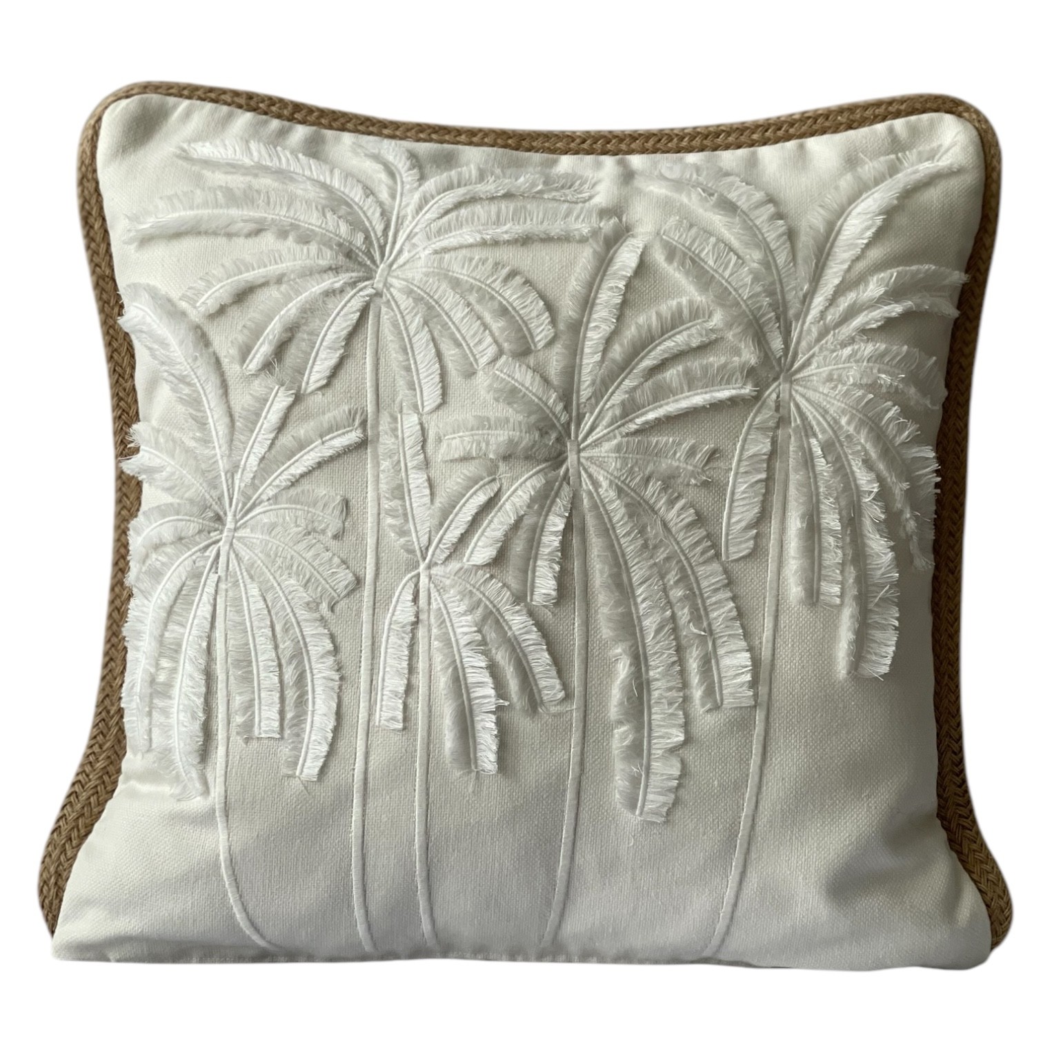 Tropical Collection Ekru Nakışlı Kırlent Kılıfı