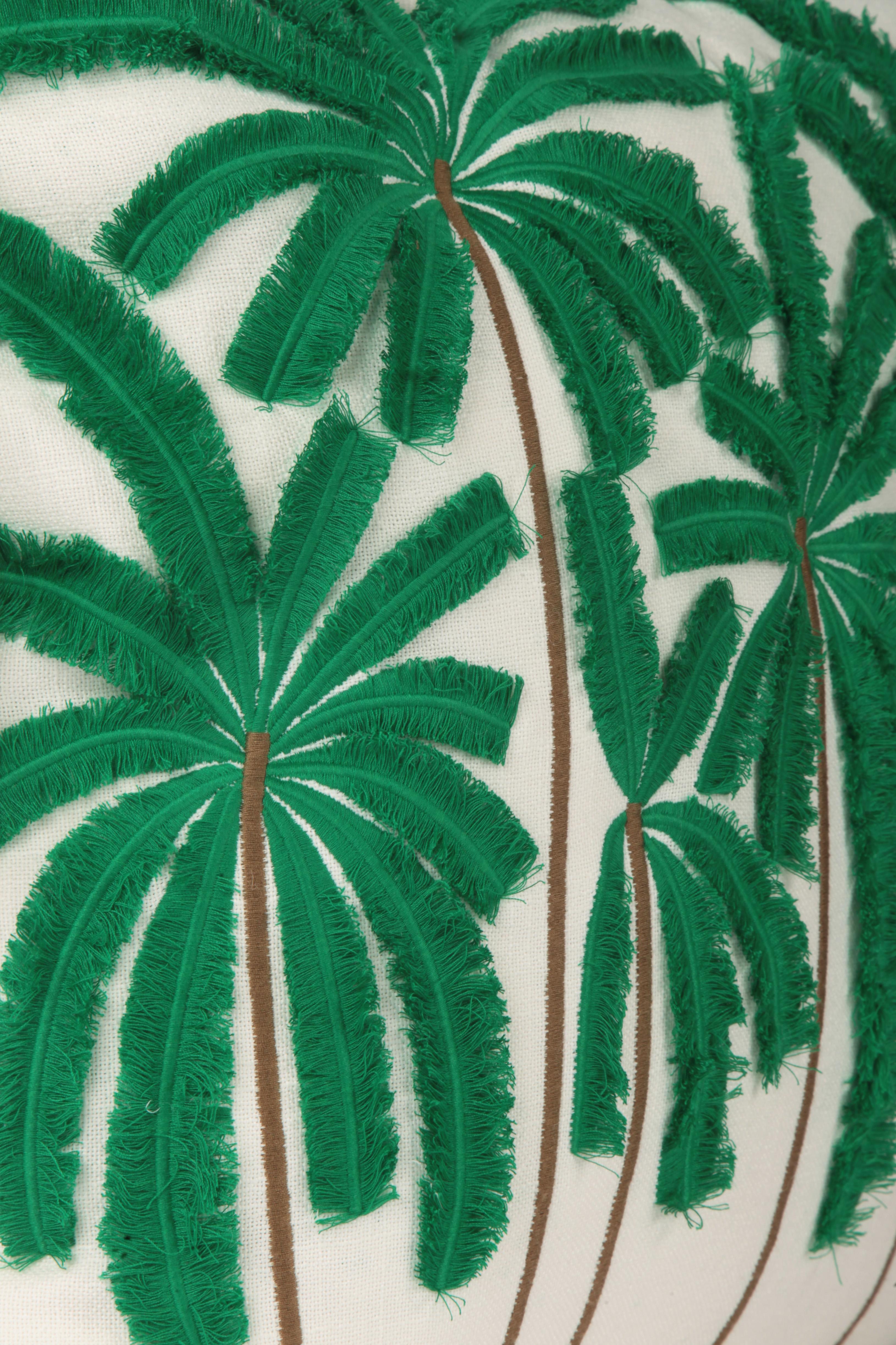 Tropical Collection Yeşil Nakışlı Kırlent Kılıfı