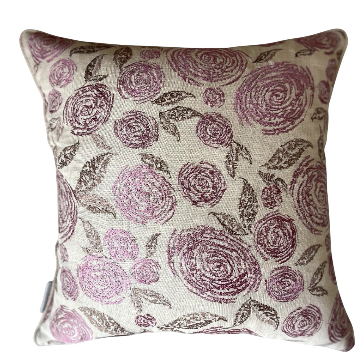 Pembe Çiçek Nakışlı Kırlent Kılıfı 50*50 cm
