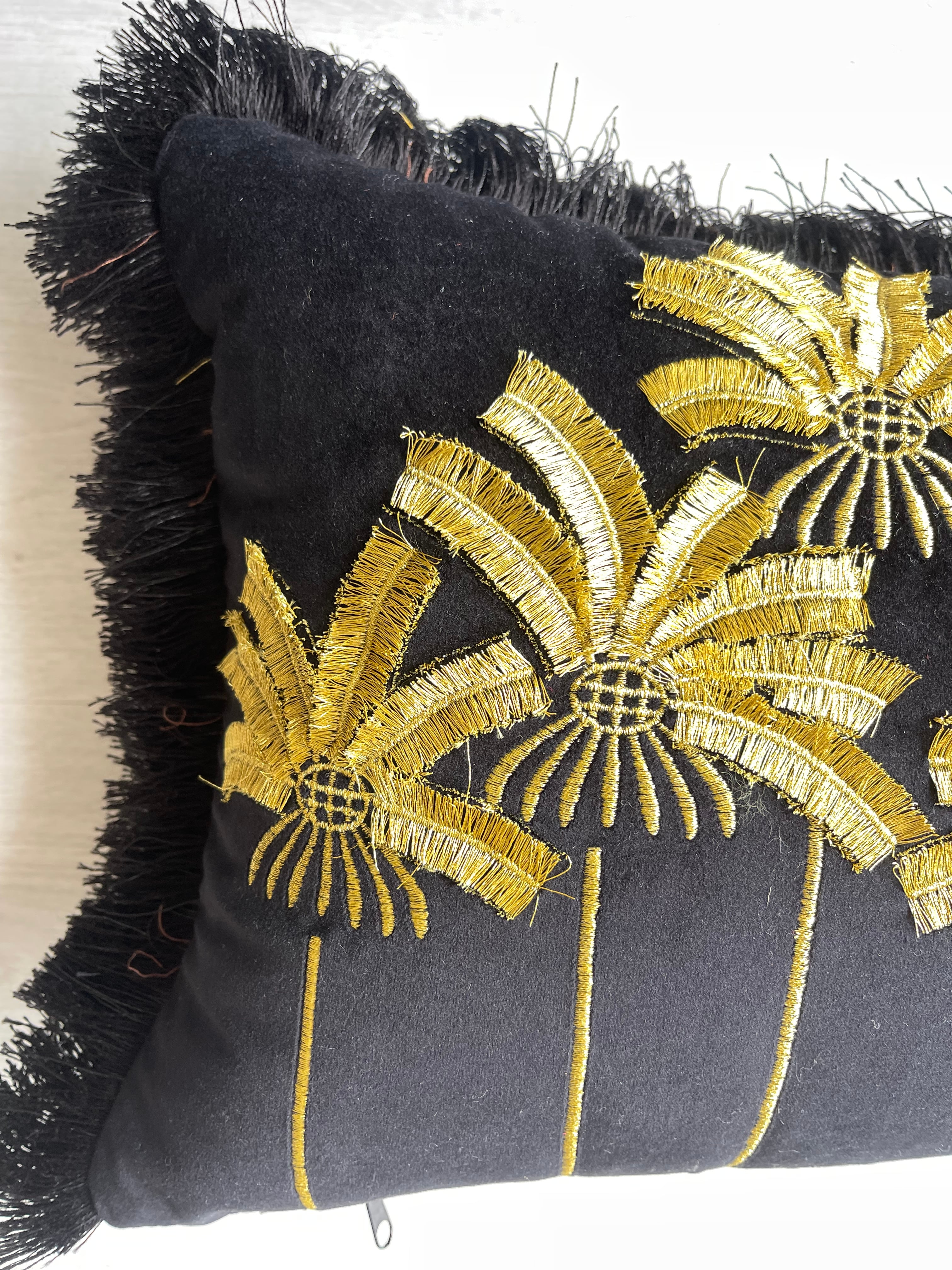 Palm Paradise Siyah Kadife Gold Yastık Kılıfı 35 *50 cm