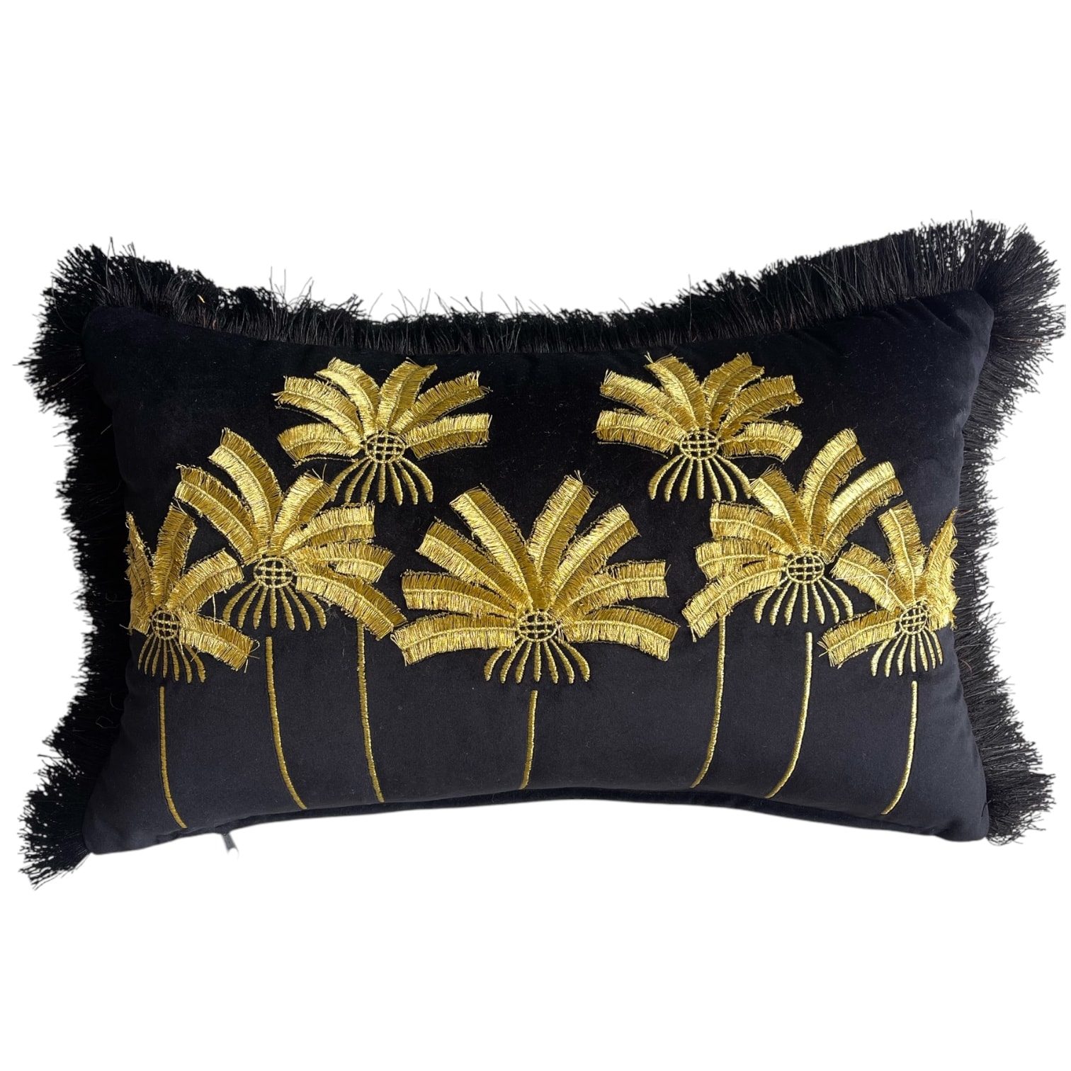 Palm Paradise Siyah Kadife Gold Yastık Kılıfı 35 *50 cm