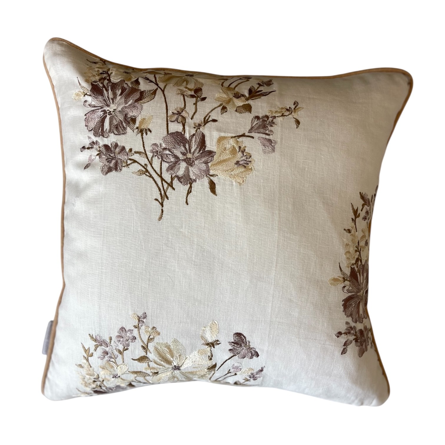 Çiçek Demeti Nakışlı camel 3'lü Kırlent Kılıfı Seti 50*50 cm