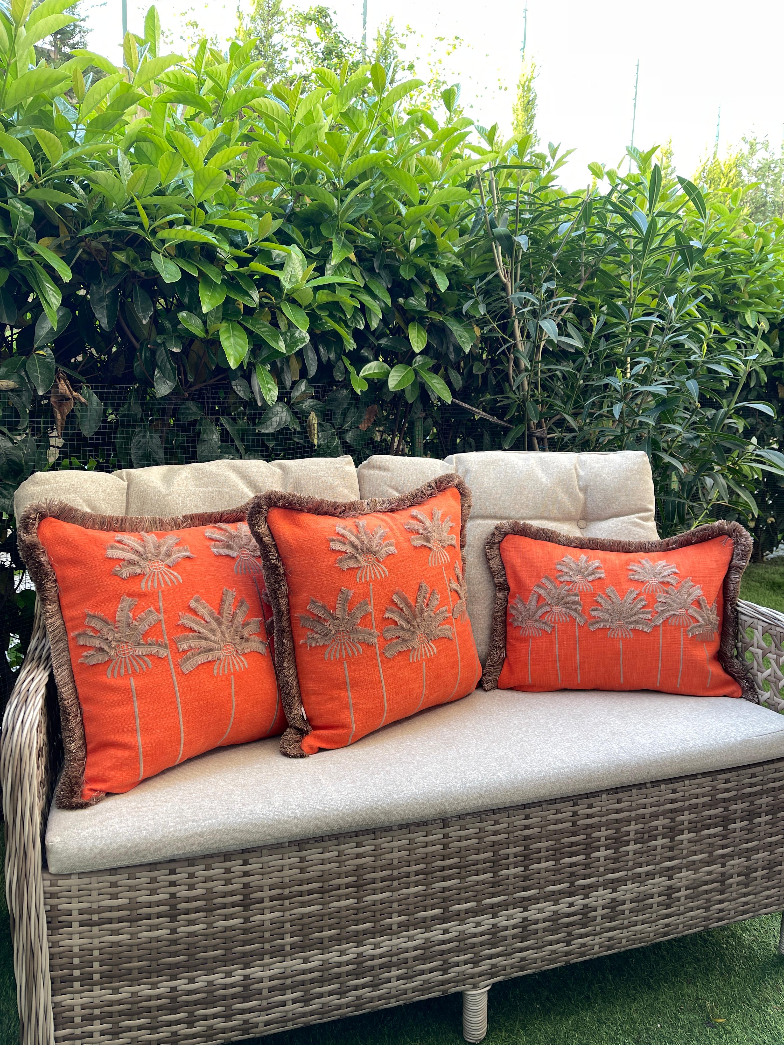 Palm Paradise Oranj Kırlent Kılıfı