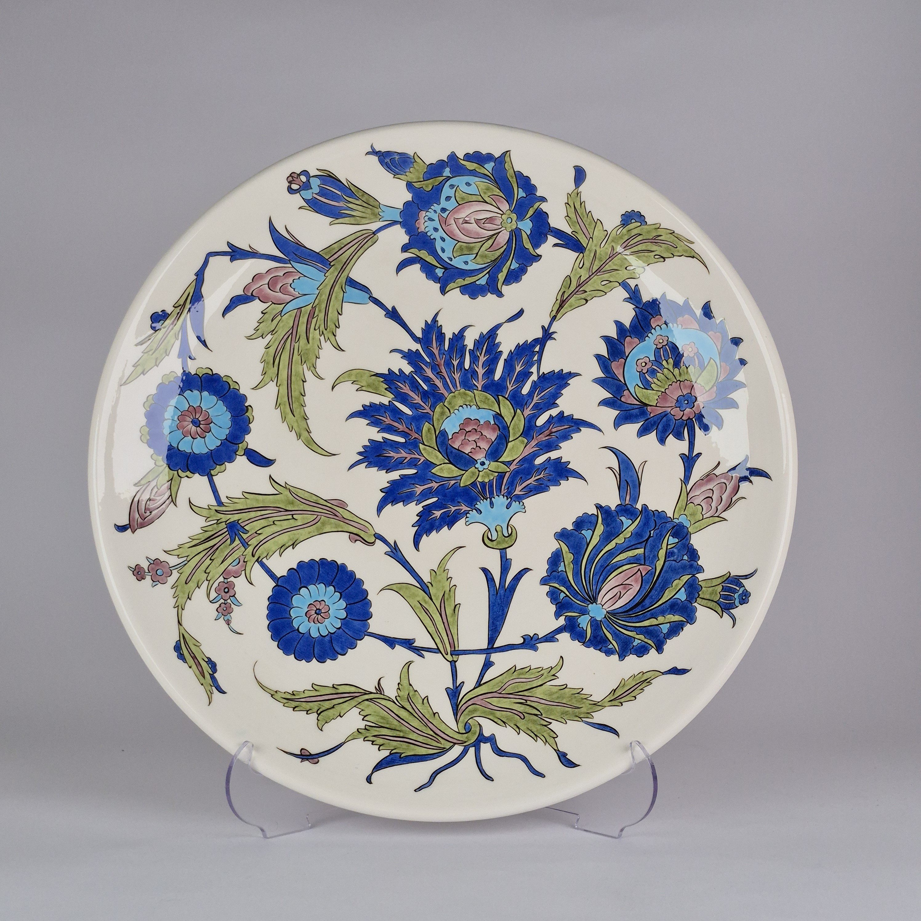 Şam İşi Dekoratif Çini Tabak 30 cm - Hediye Kutulu