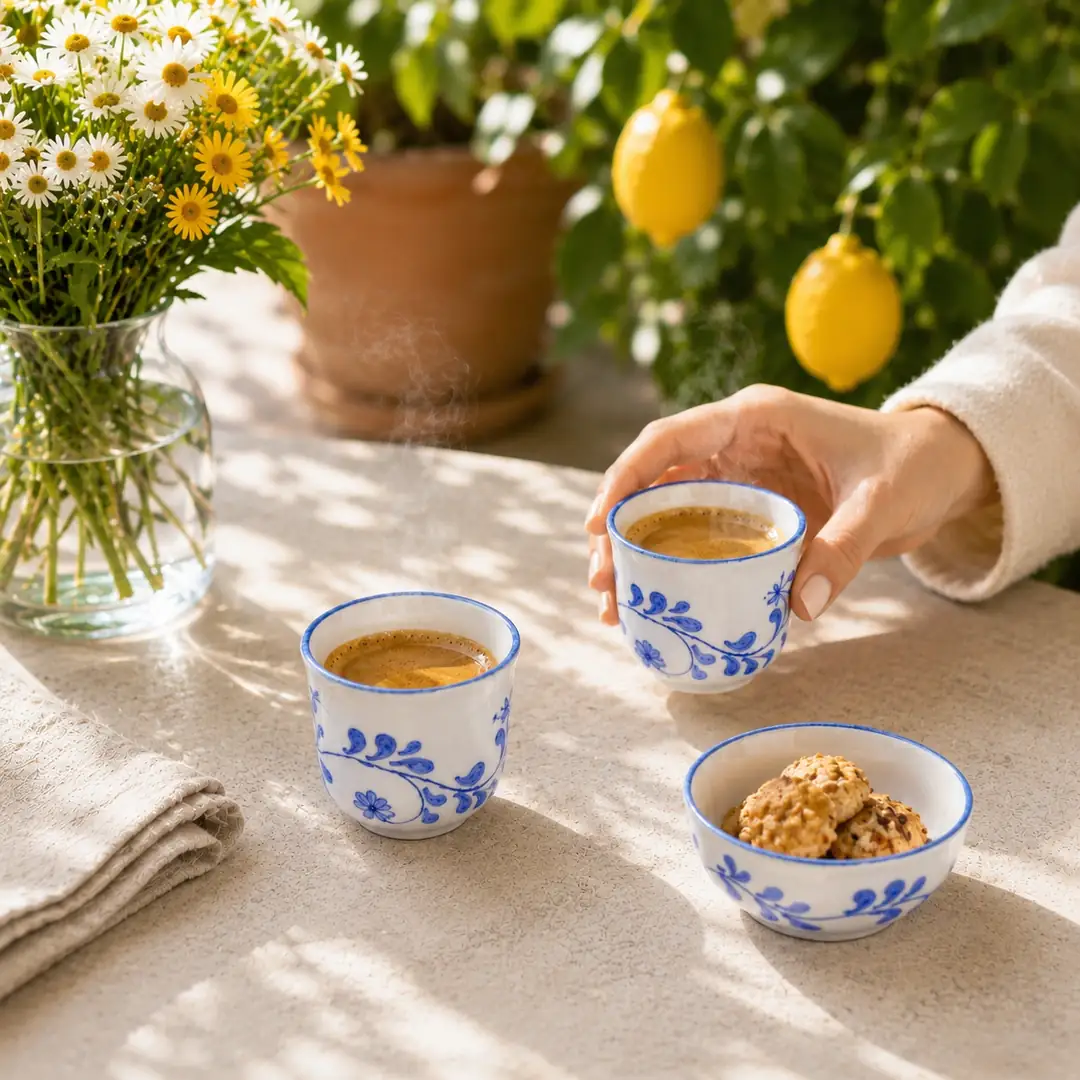 Mavi Beyaz Espresso Fincanı